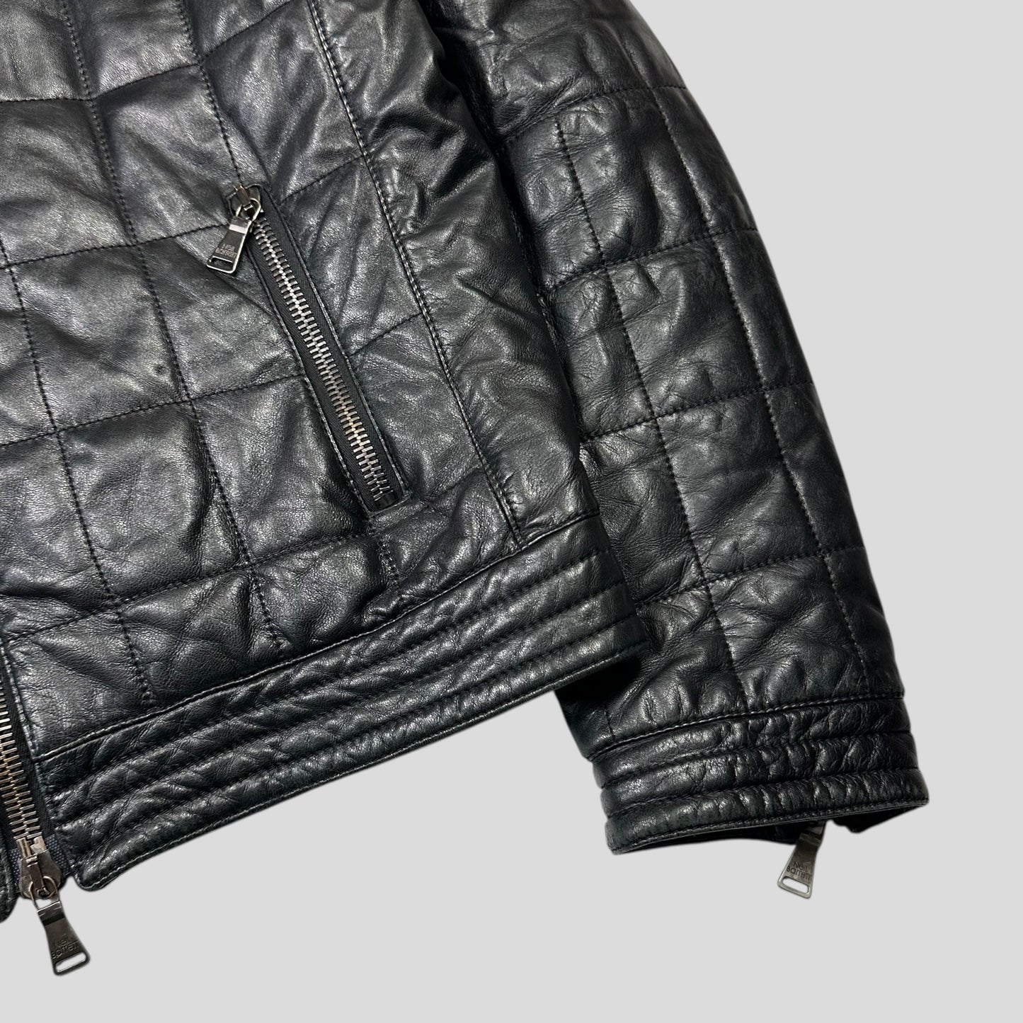 Neil Barrett 00’s Lambskin Leather Moto Puffer Jacket - M/L