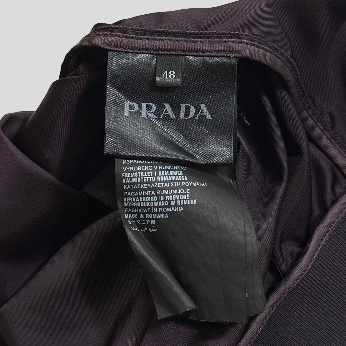 Prada Milano 2015 Metallic Purple Nylon Bomber Jacket - IT48