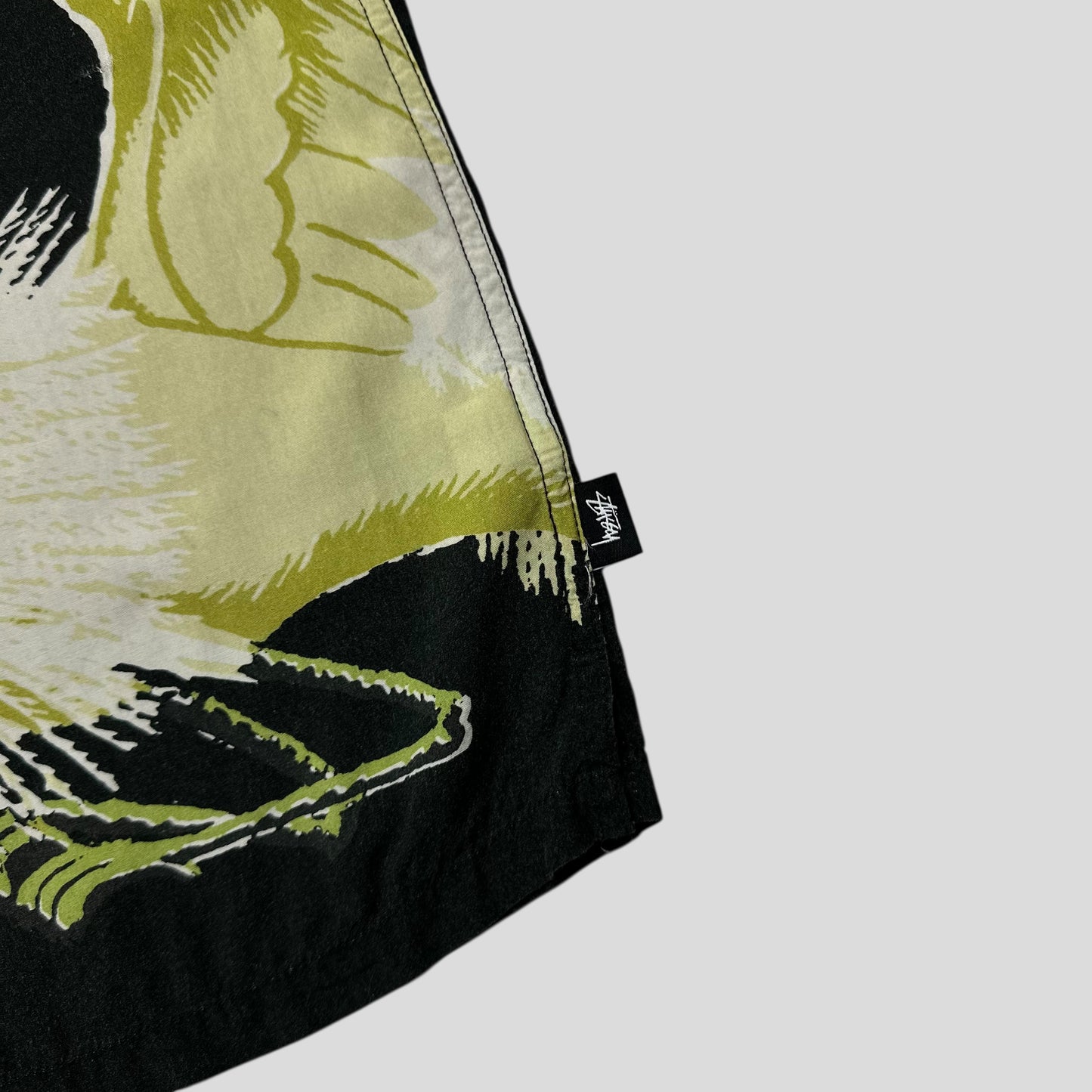 Stussy Big Crane Camp Collar Boxy Rayon Shirt - S