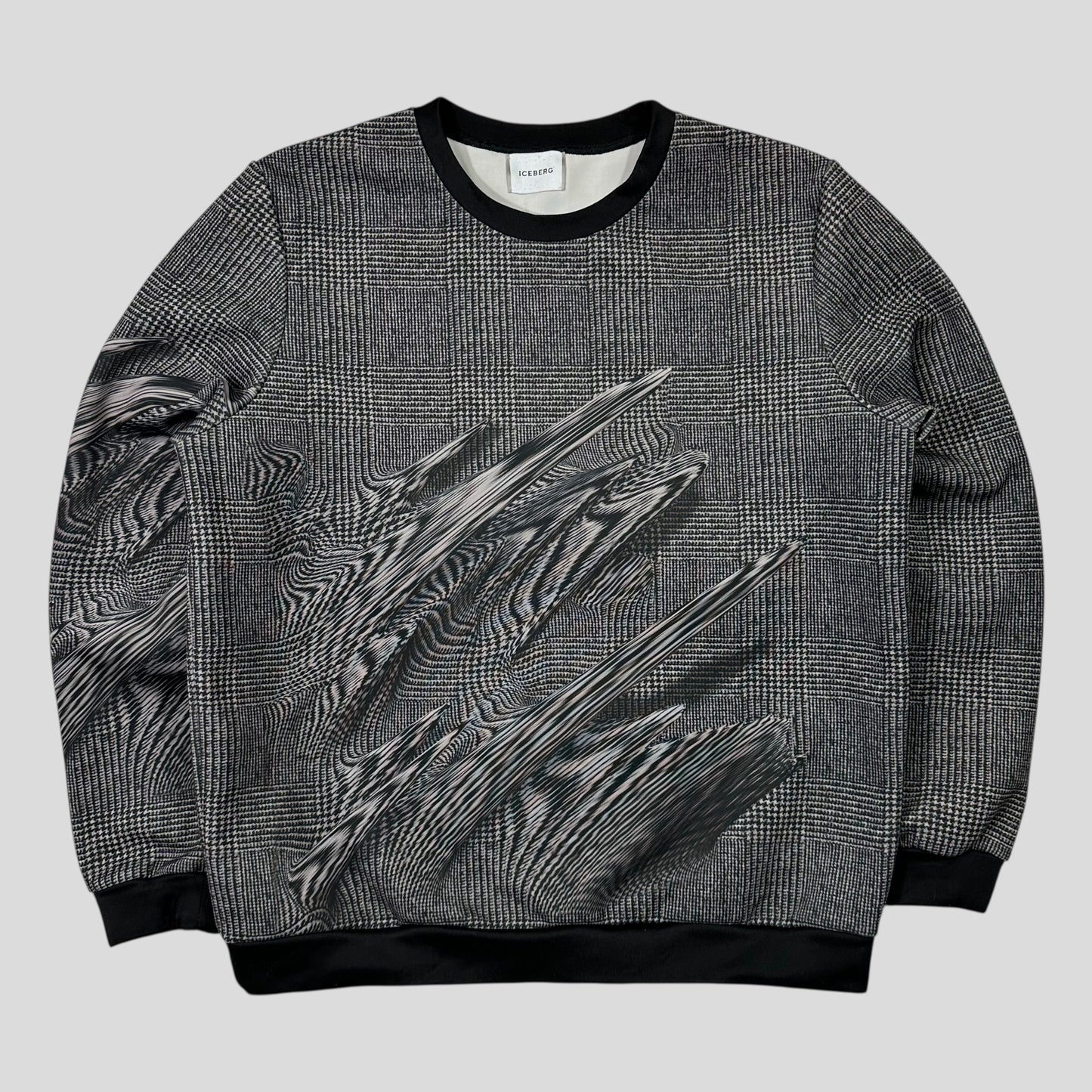 Iceberg 3D Glitch Print “Tweed” Sweatshirt Crewneck - L/XL