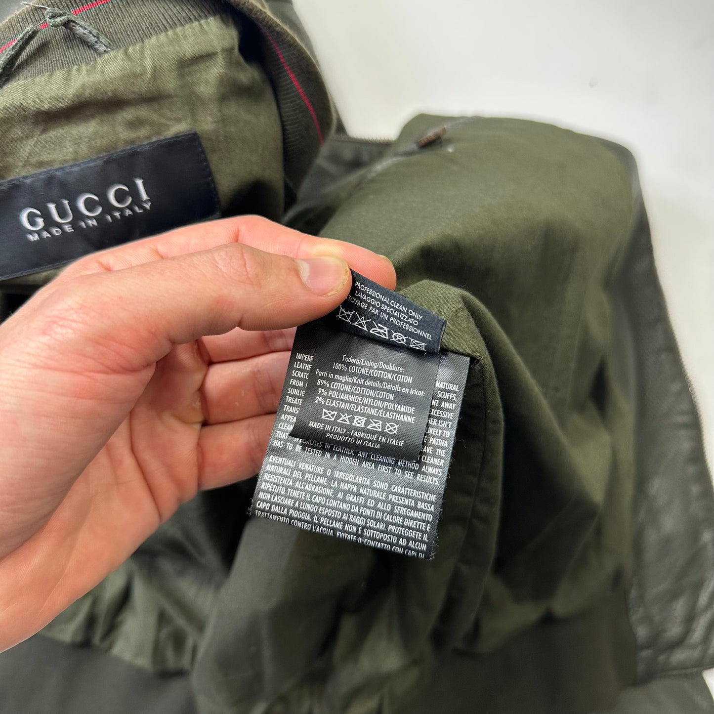 Gucci by Tom Ford 00’s Perforated Nappa Leather Green Bomber Jacket - IT52