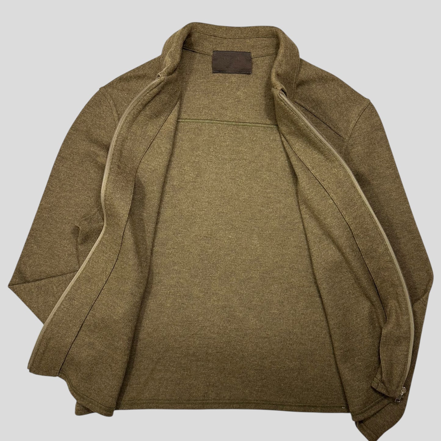 Prada Milano FW98 Heather Green Wool Zip-up Work Jacket - M