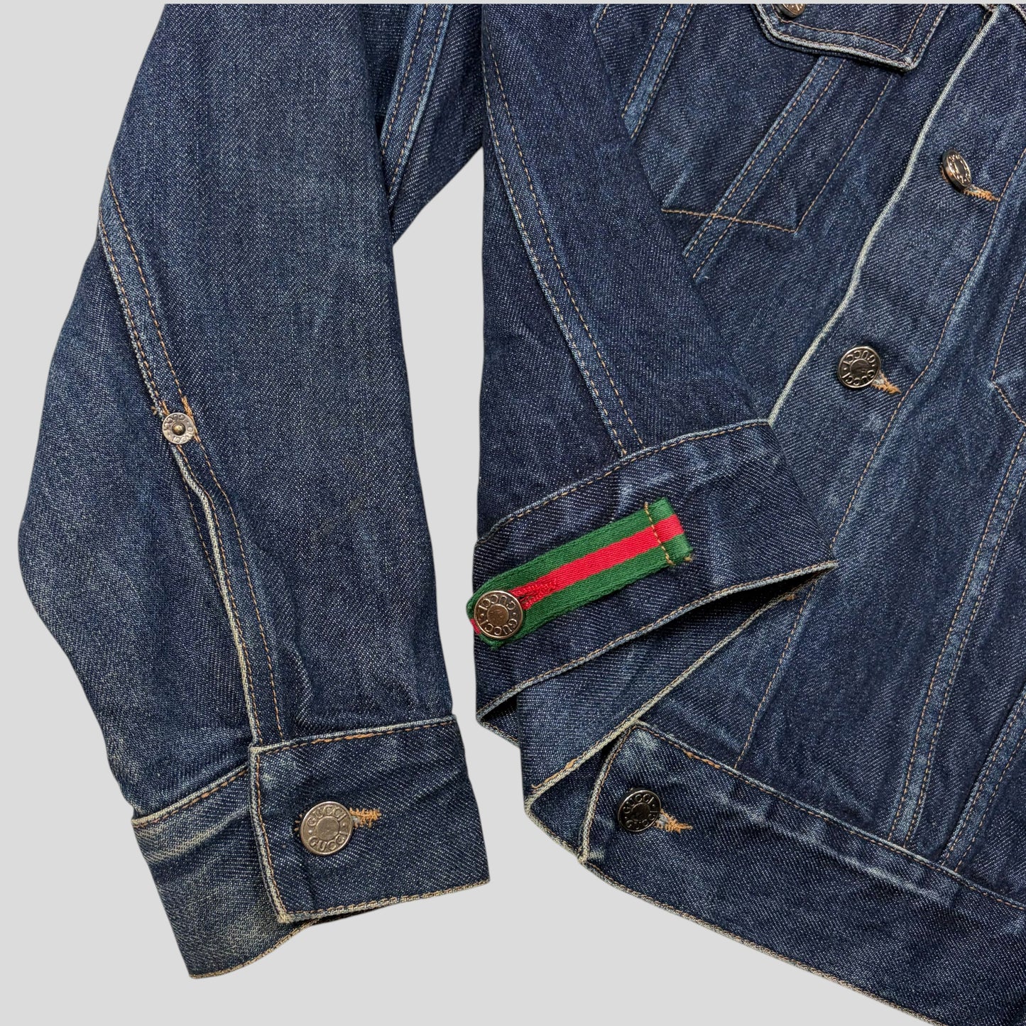 Gucci by Tom Ford 00’s Web Stripe Boxy Denim Mens Jacket - IT46