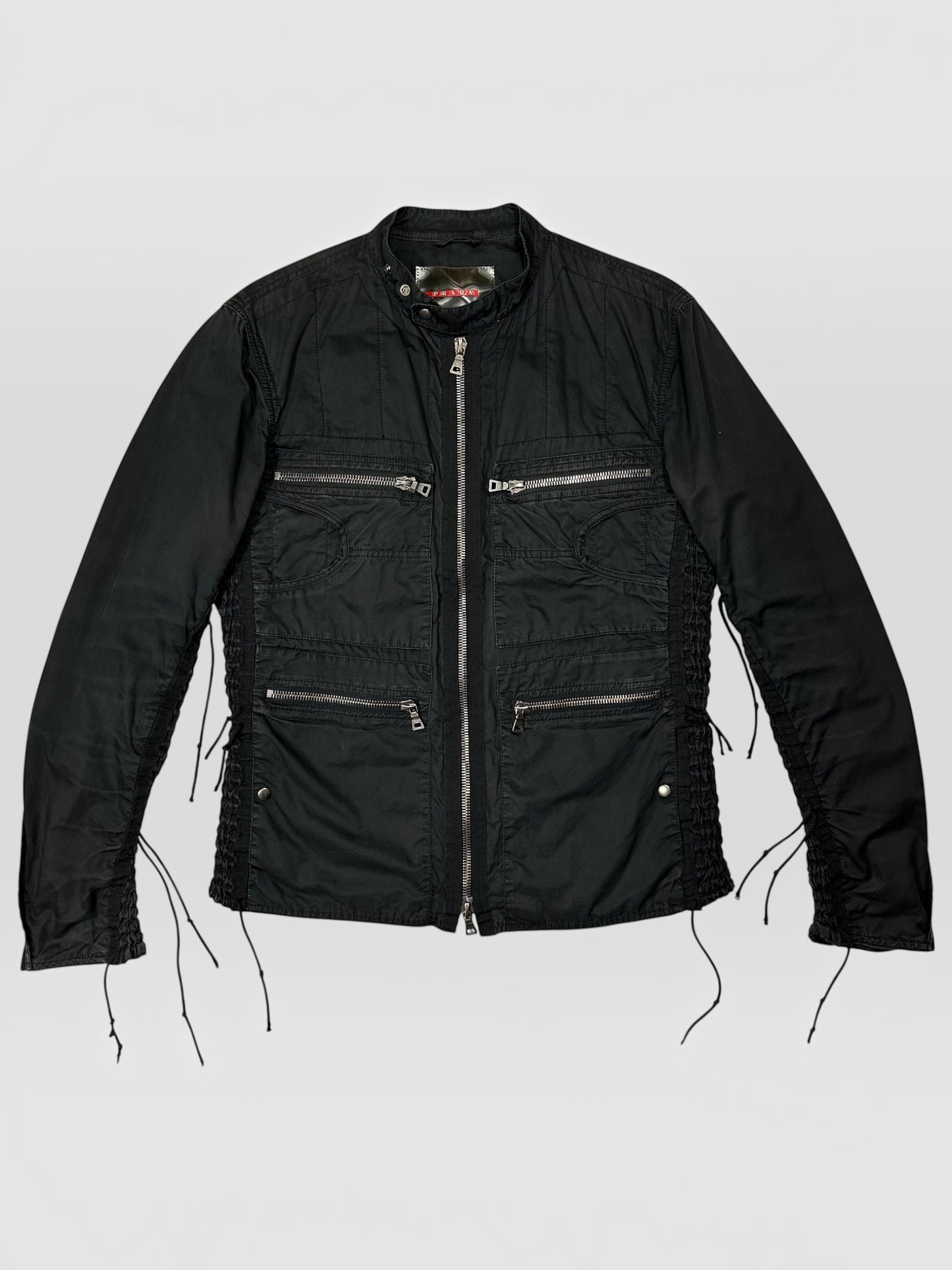 Prada Sport 00’s Tassel Detailed Cotton Multipocket Biker Jacket - M