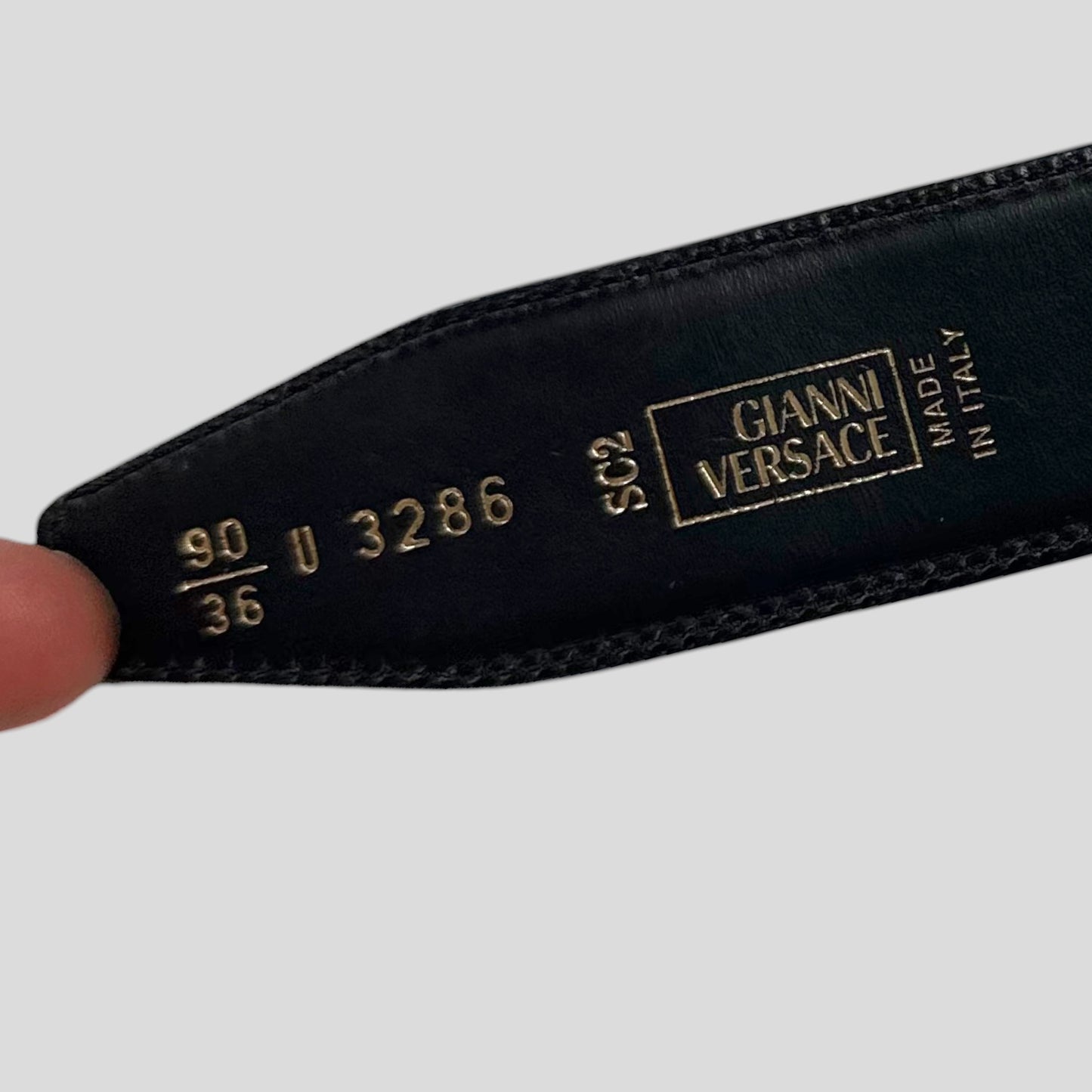 Gianni Versace 90’s Alligator Leather GV Buckle Belt