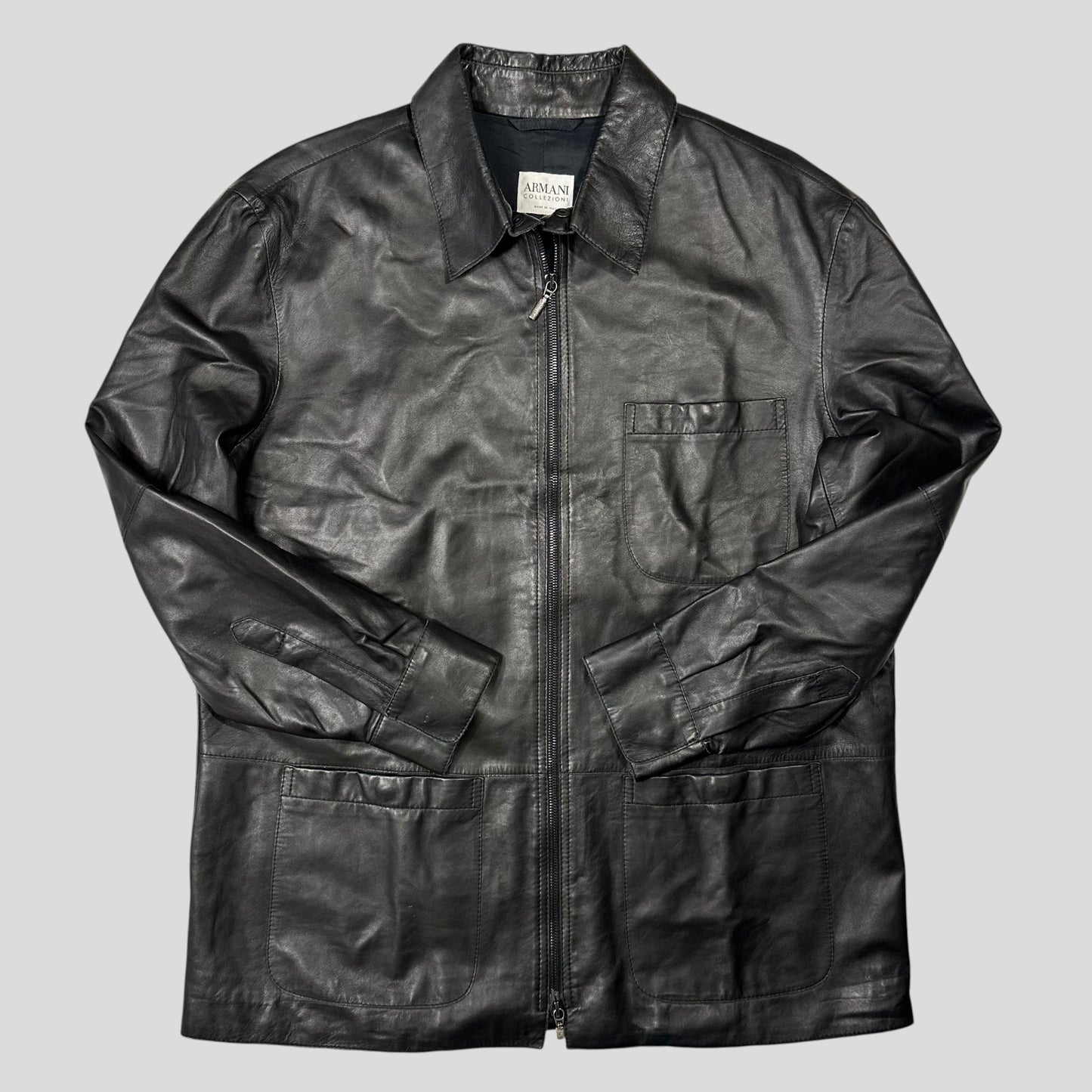 Armani Collezioni 90’s Nappa Leather Lined Chore Jacket - M/L