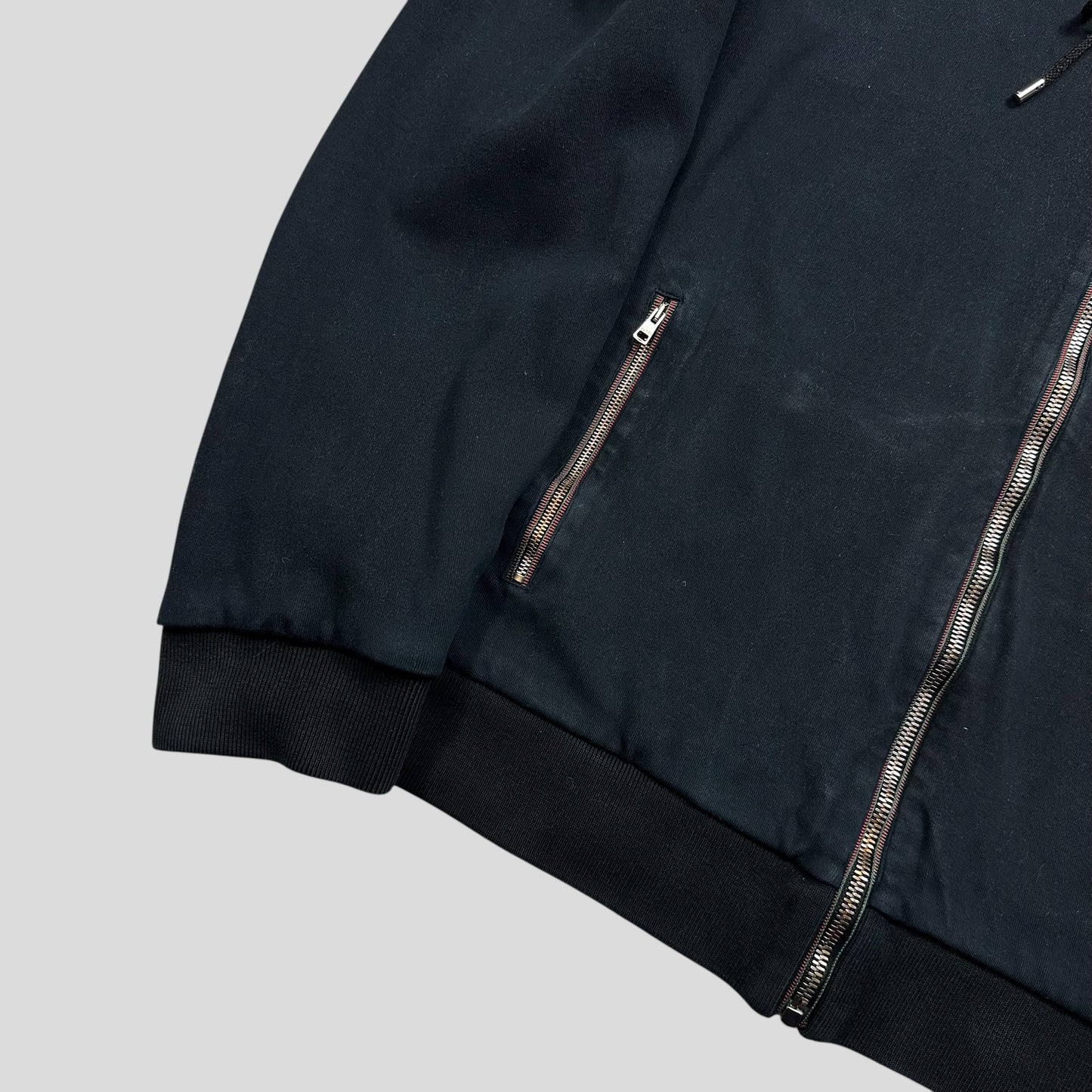 Gucci 2008 Navy Web Stripe Zip Detailed Heavy Cotton Hoodie - M/L