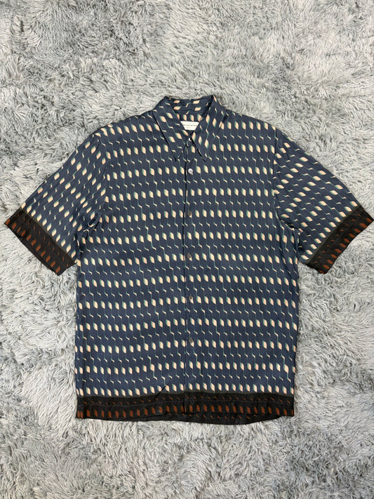 Dries Van Noten SS24 Satin Graphic Print Cuban Shirt - M