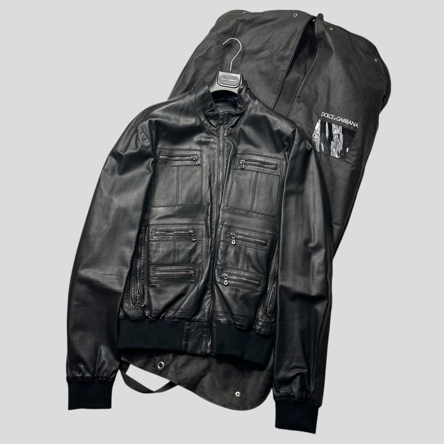 Dolce & Gabbana 00’s Multipocket Lambs Leather Cargo Bomber Jacket - IT56 (XL)