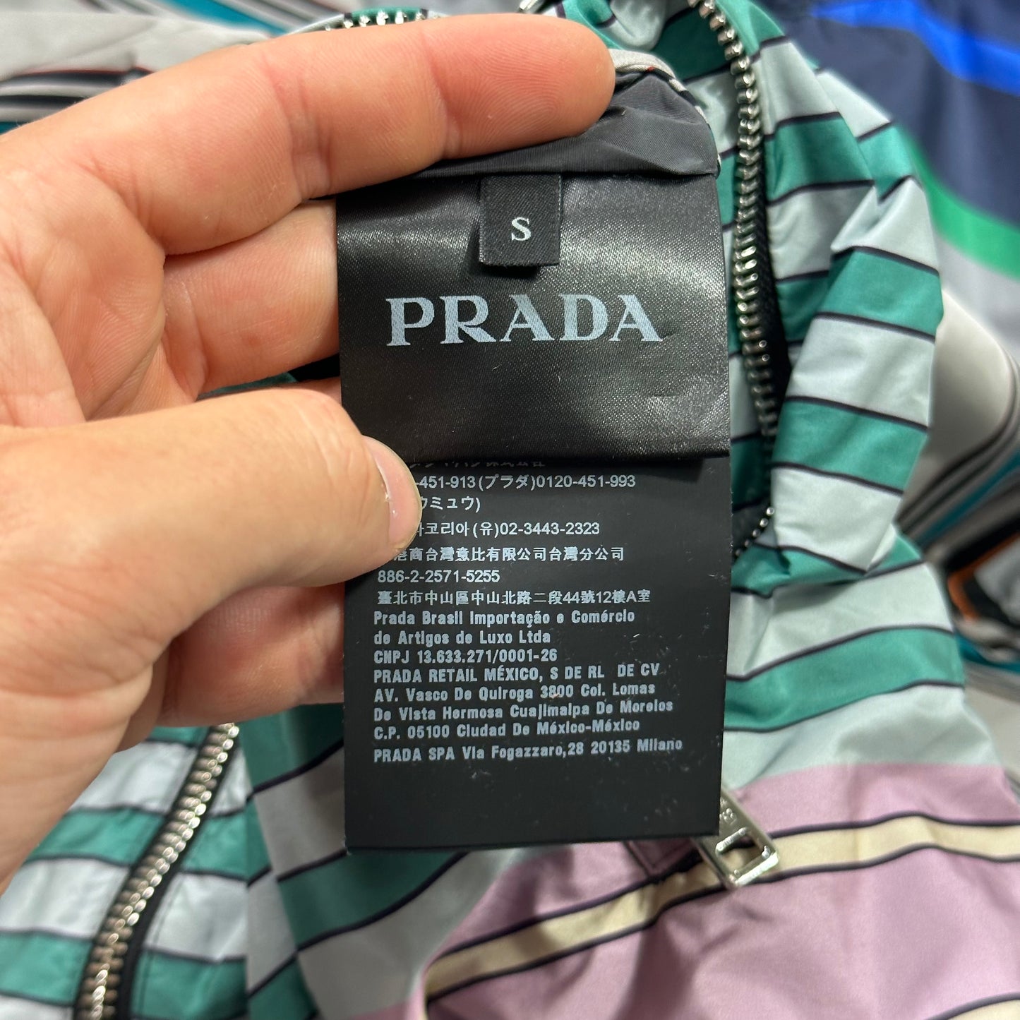 Prada Milano 2018 Striped Rubber Logo Jacket & Shorts Set - S/M