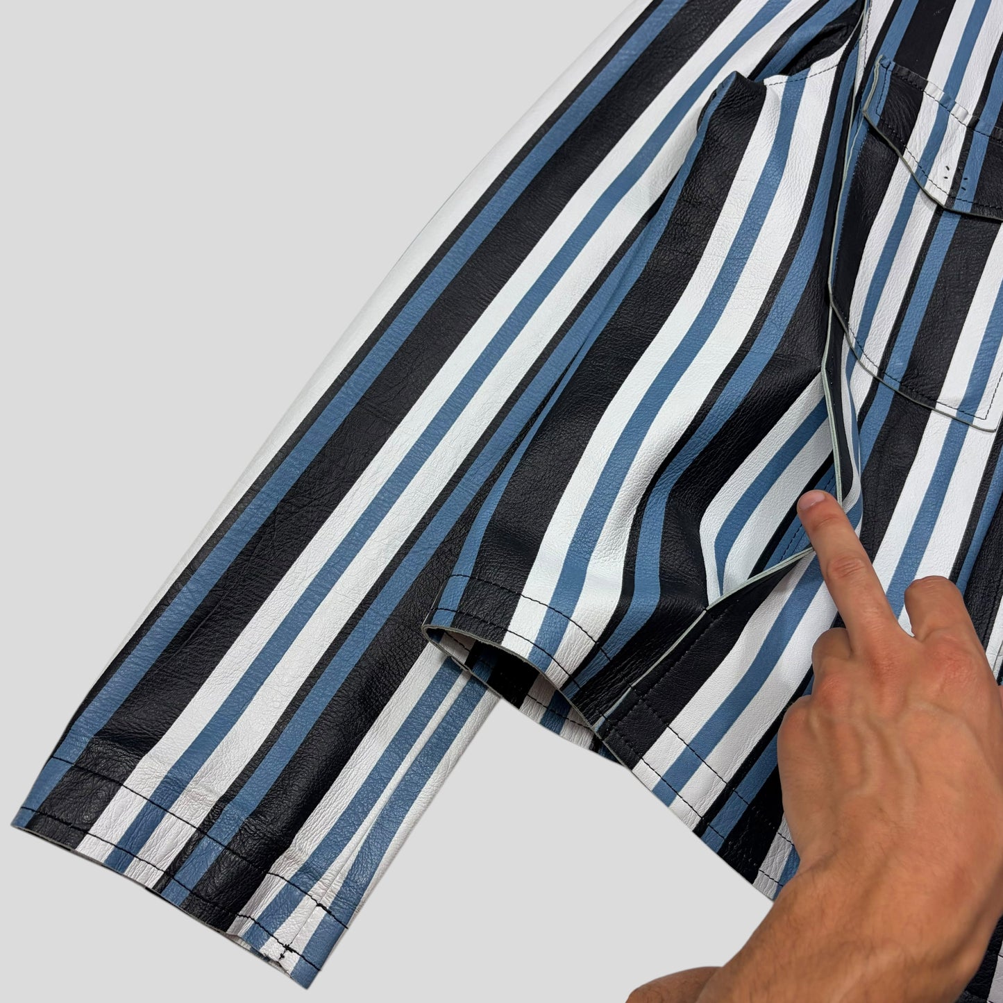 Dolce & Gabbana 00’s Leather Striped Blouson Work Jacket - M
