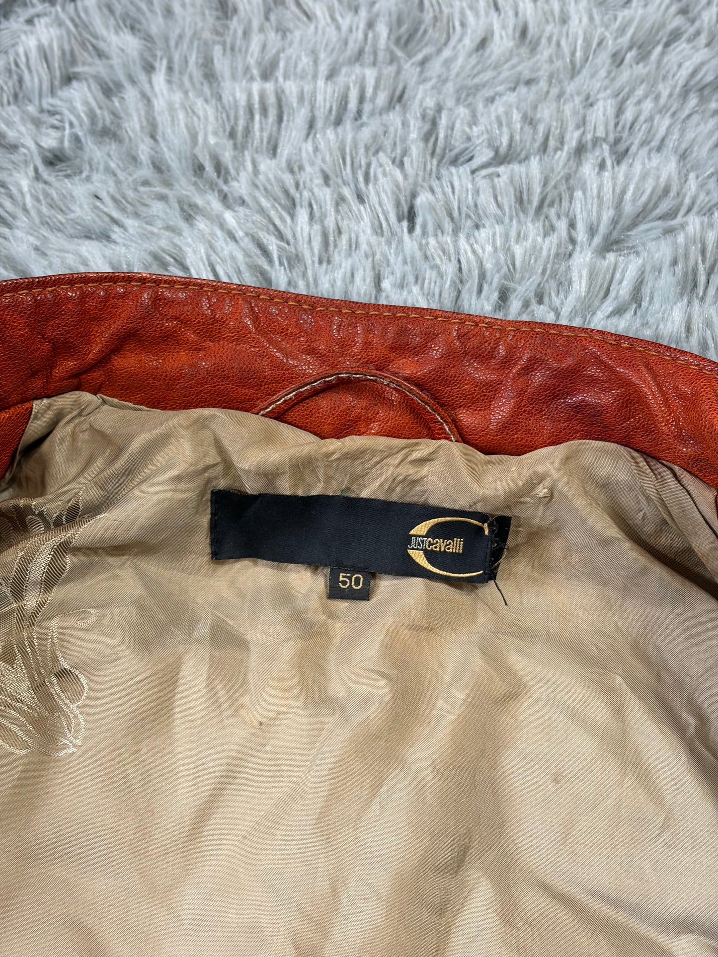 Just Cavalli 2005 Leather Panelled Moto Racer Jacket - M