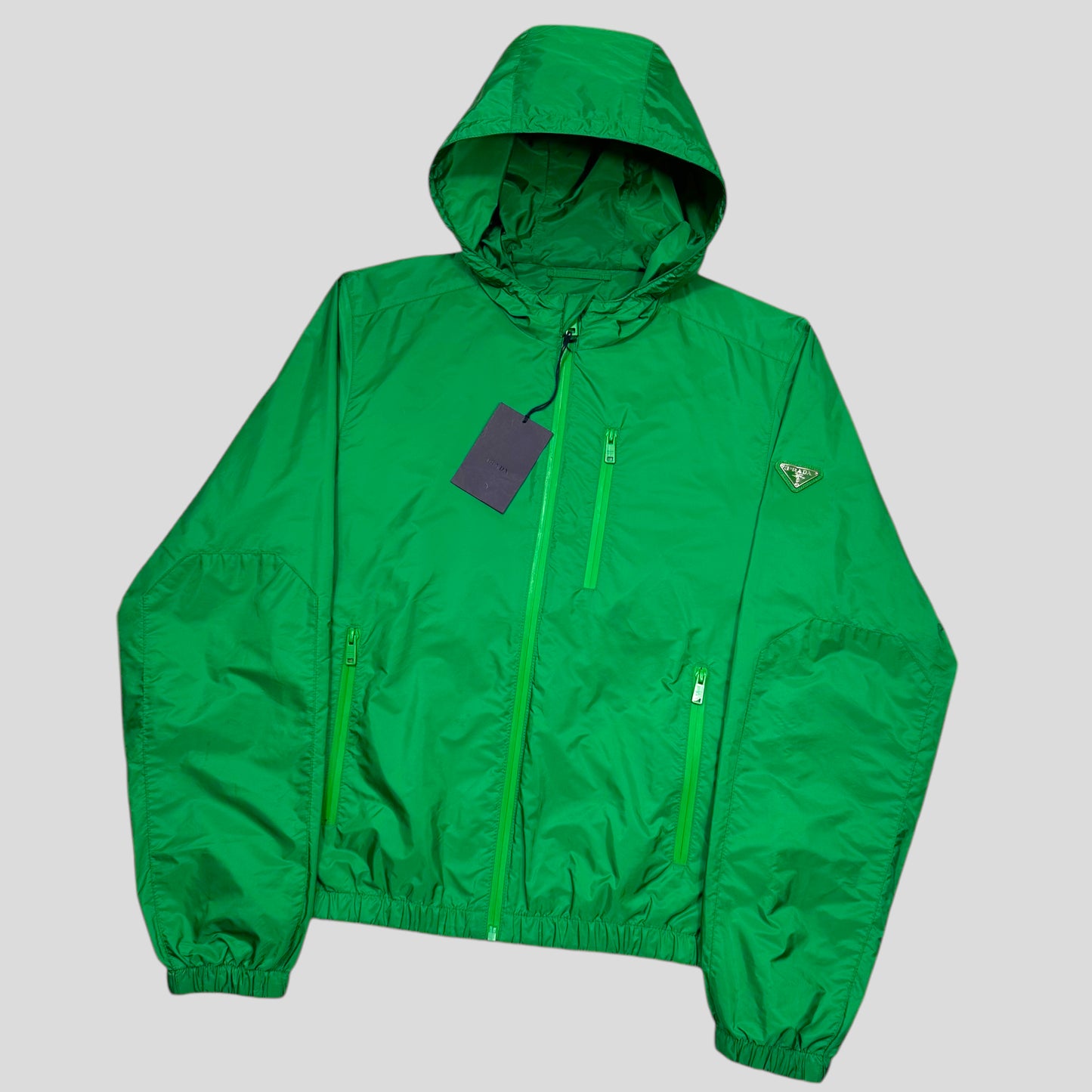 Prada Milano 2019 Laminated Green Nylon K-way Windbreaker - M/L