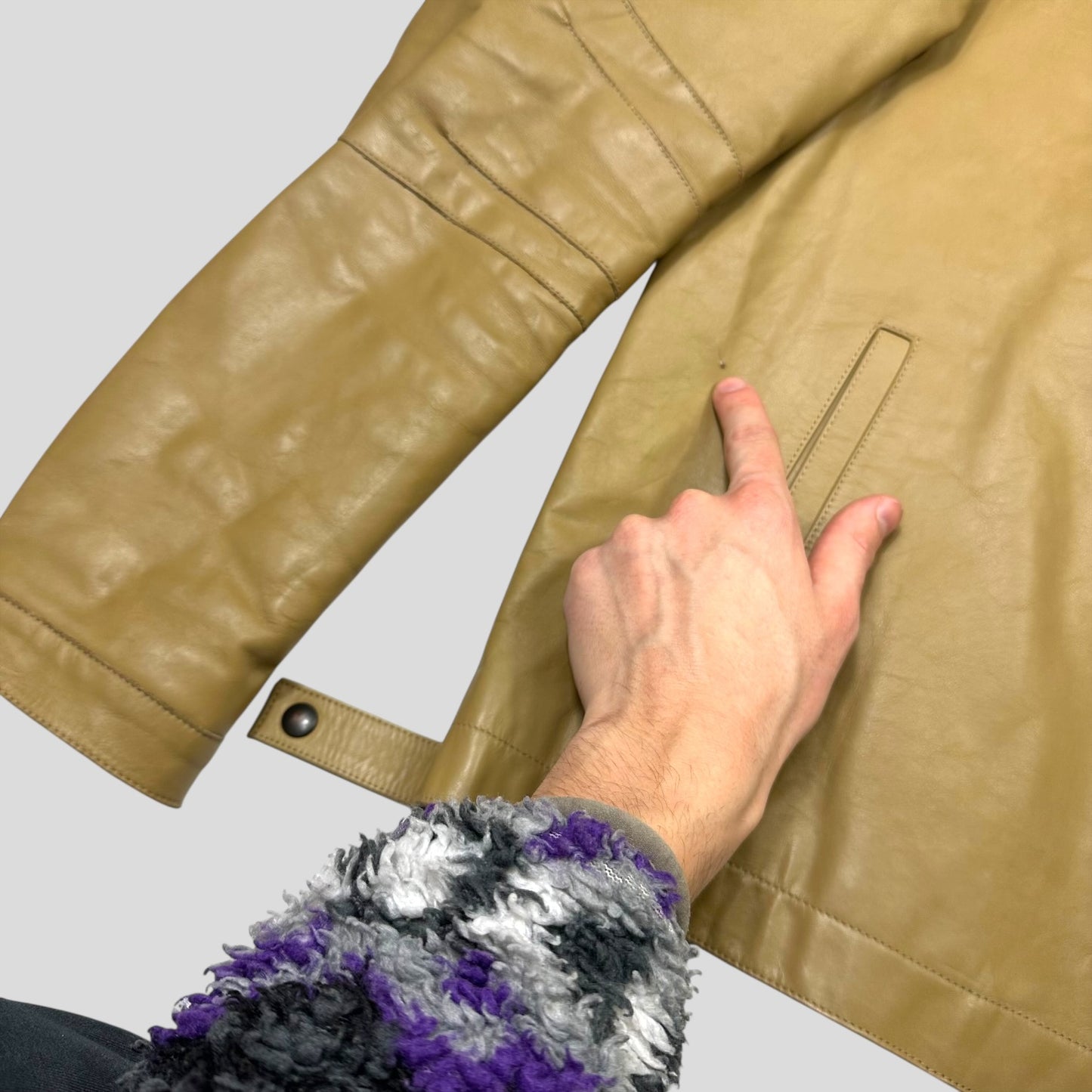 Neil Barrett AW00 Caramel Leather Moto Slingbag Jacket - L