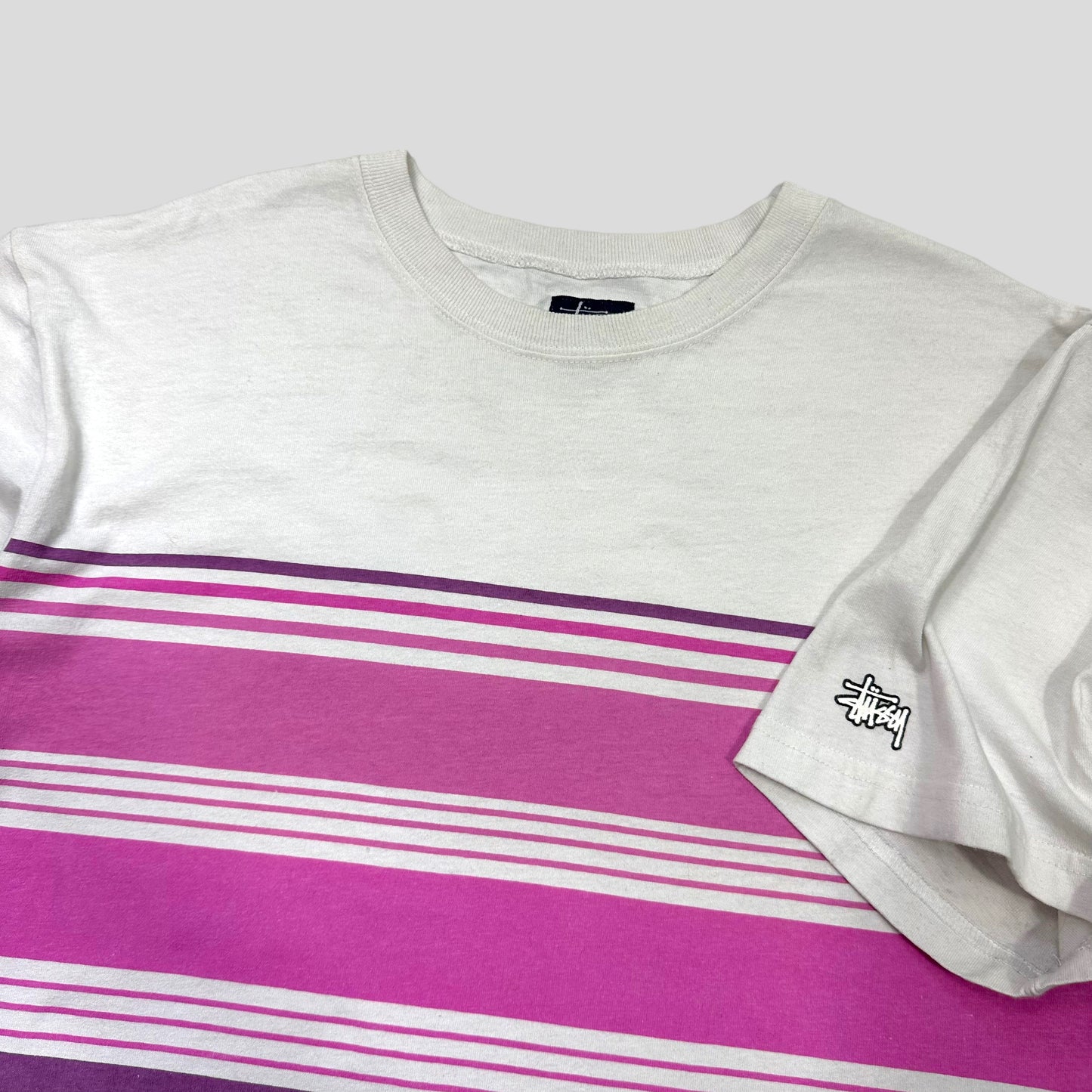 Stussy 90’s Striped Stock Logo T-shirt - L