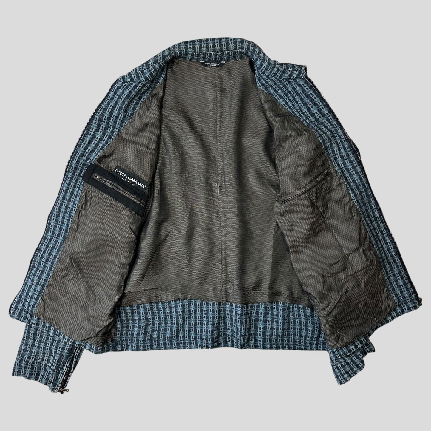 Dolce & Gabbana 00’s Psychedelic Barbed Wire CottonBiker Jacket - M