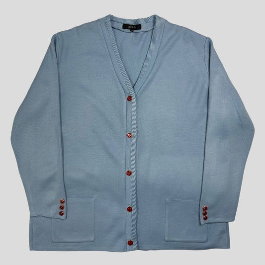 Gucci by Tom Ford 00’s Baby Blue Cable Knit Oversized Cardigan - M/L