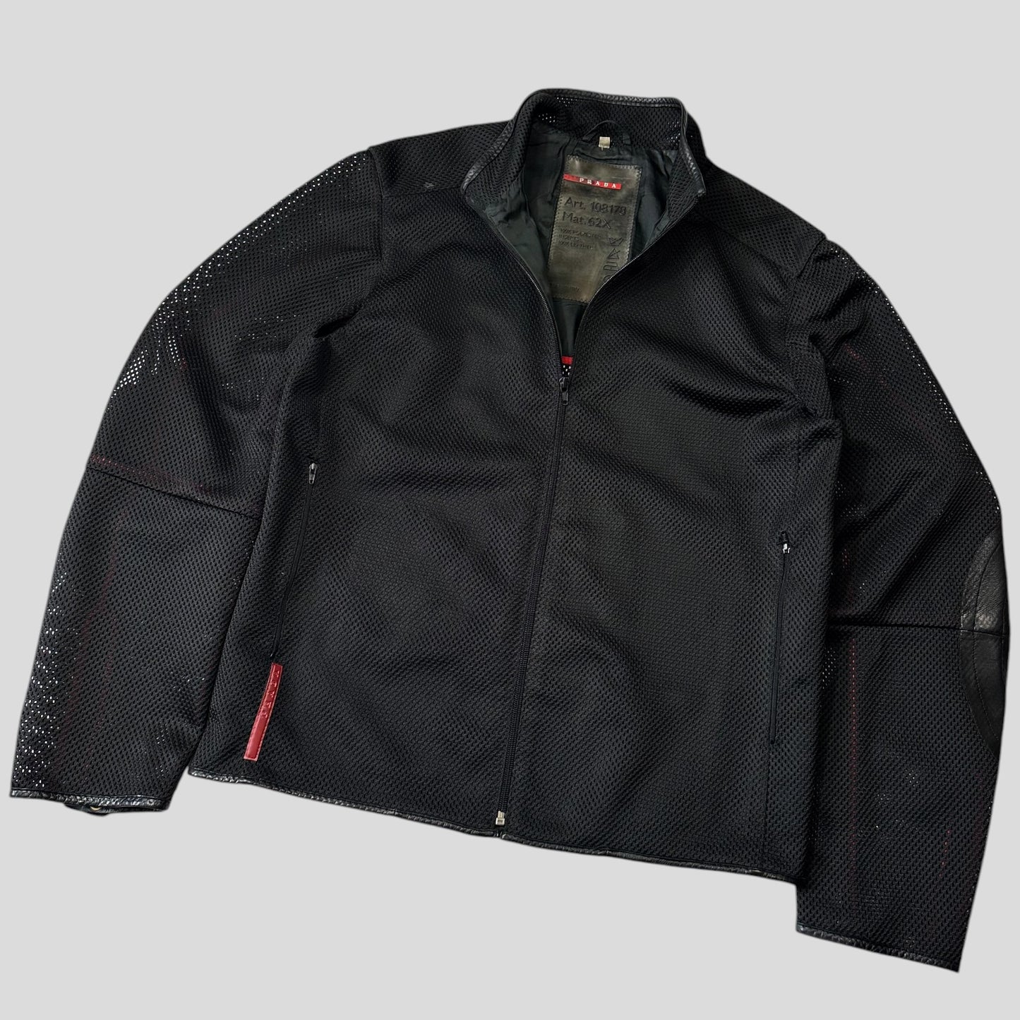 Prada Sport SS00 SAMPLE Mesh + Leather Moto Jacket - IT54