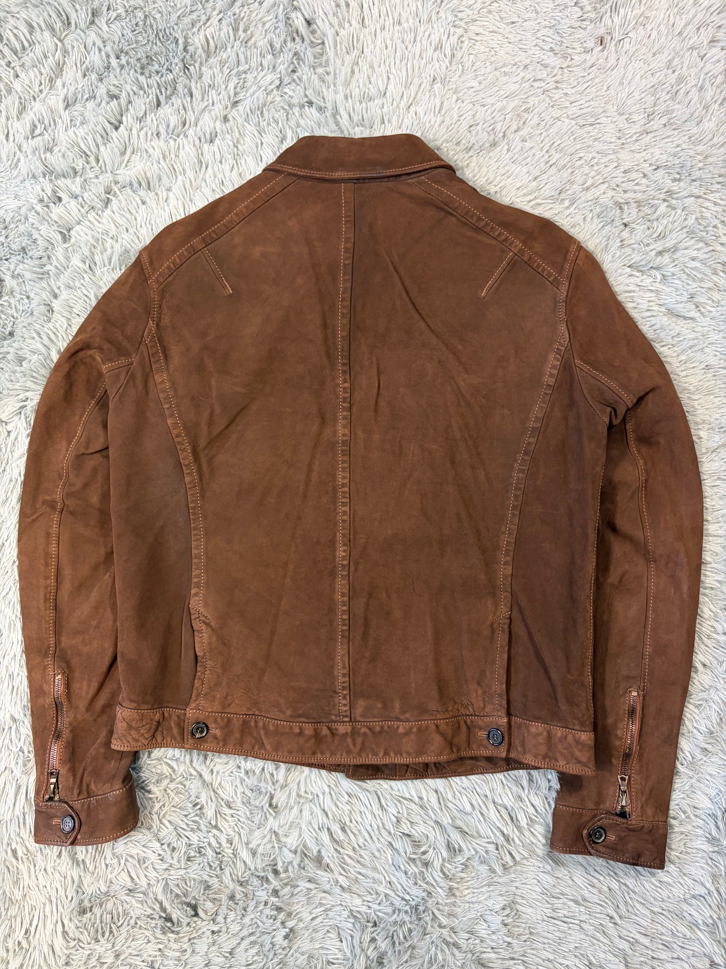 Neil Barrett 2006 Brad Pitt Suede Leather Multipocket Moto Jacket - M