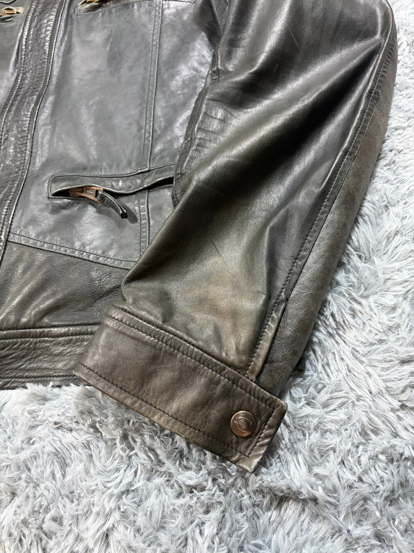 Just Cavalli SS07 Leather Weathered Bondage Jacket - L