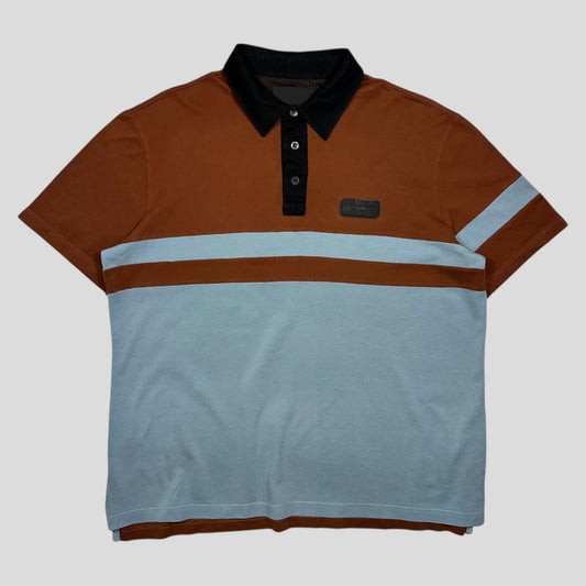 Prada 2018 Rubber Race Logo Asymmetrical Panelled Shirt - L