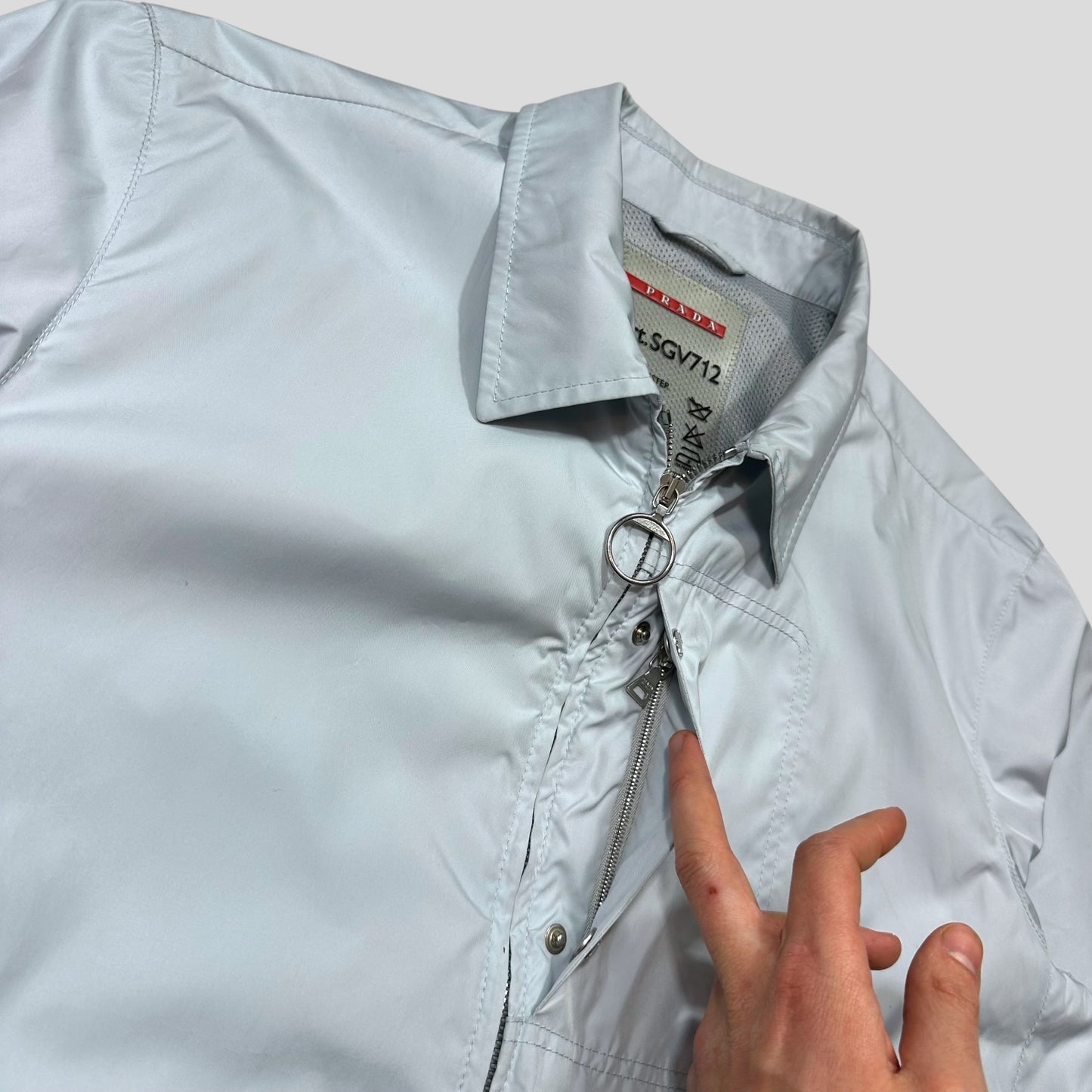 Prada Sport 00’s Ice Blue Stash Pocket Soft Nylon Work Jacket - IT52 (L)