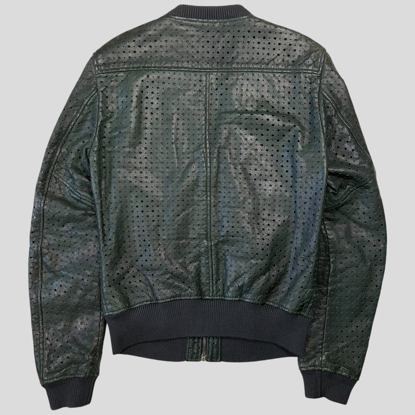 Dolce & Gabanna SS21 Perforated Goat Leather Bomber Jacket - S/M
