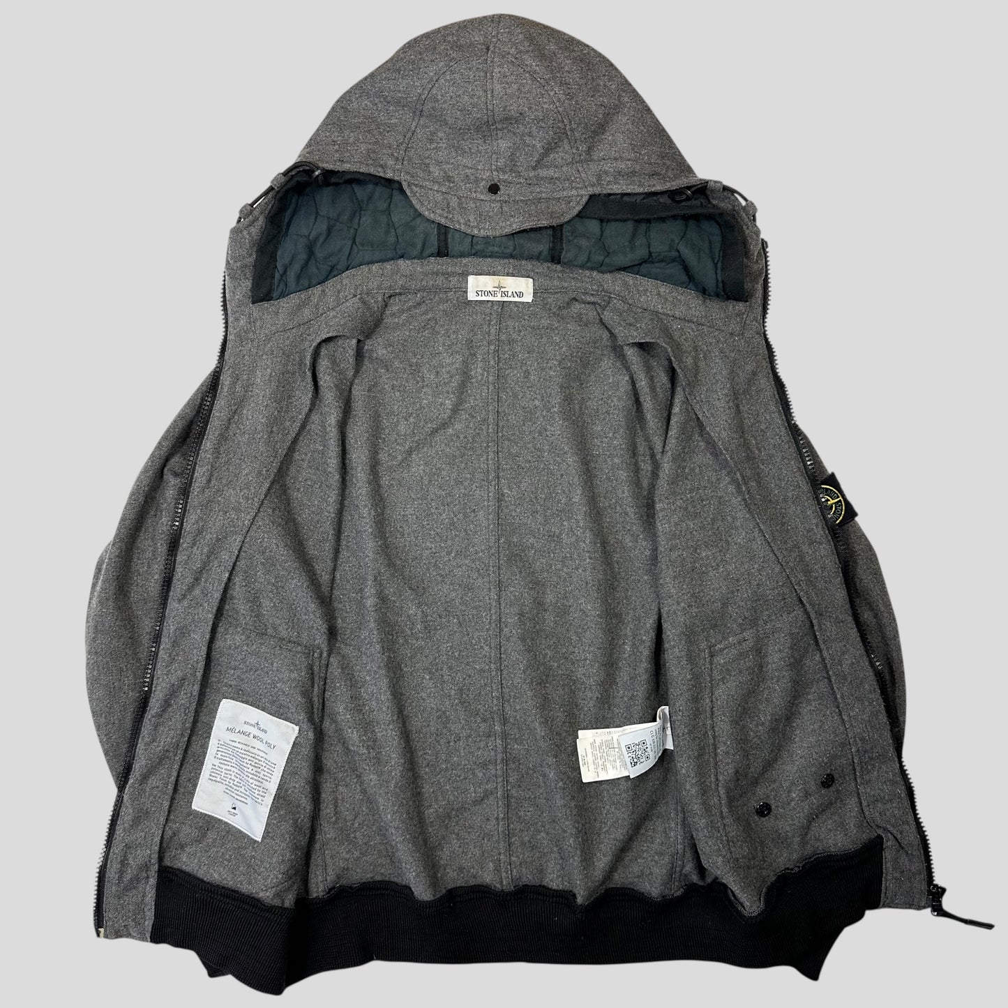 Stone Island AW14 Mélange Wool Poly Double Hood Jacket - L