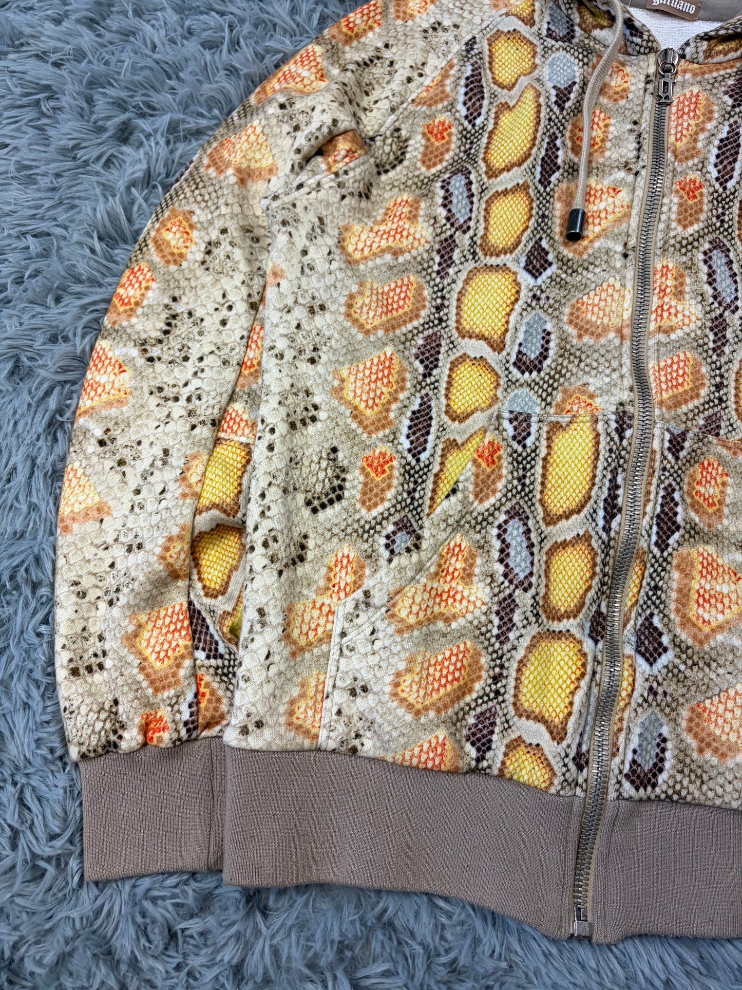 John Galliano 00’s Python Print Zip-up Boxy Hoodie - S