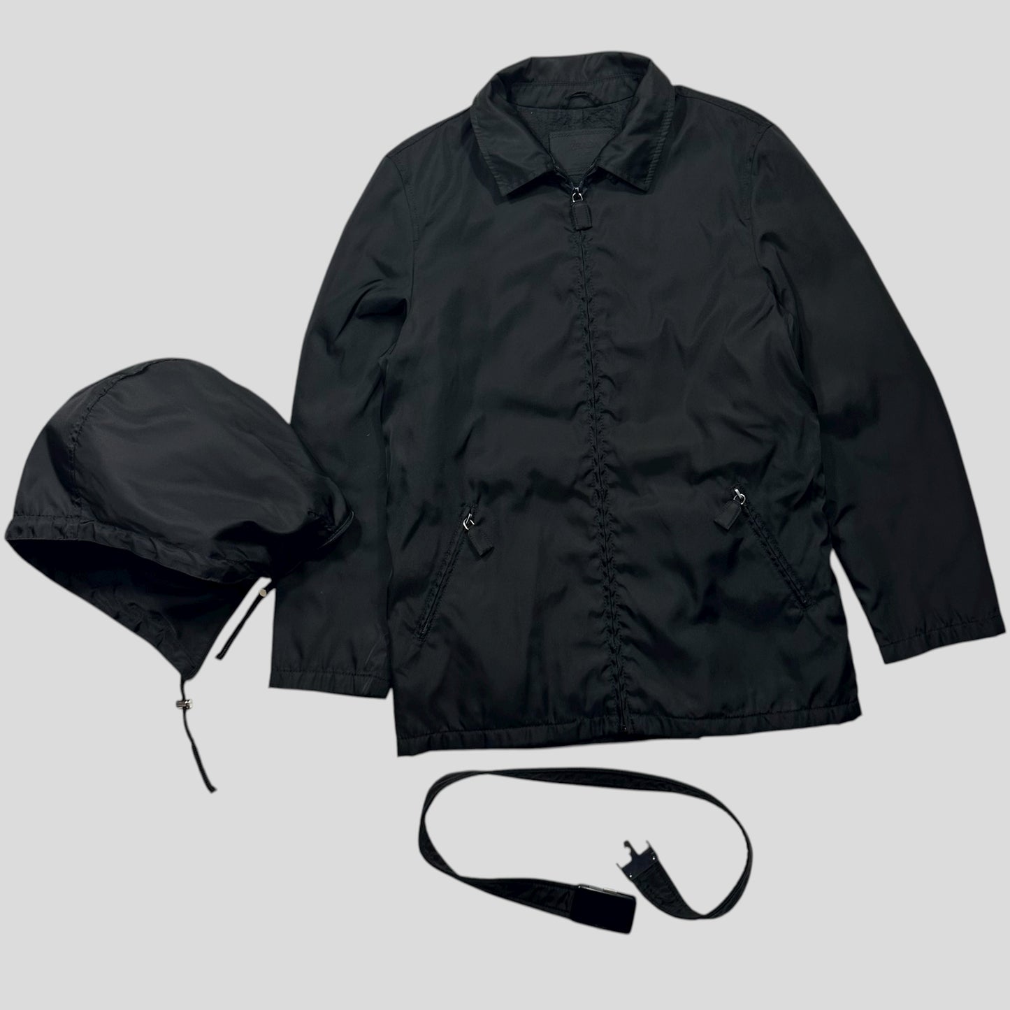 Prada 90’s Quilted Nylon Belt Parka Jacket - UK10