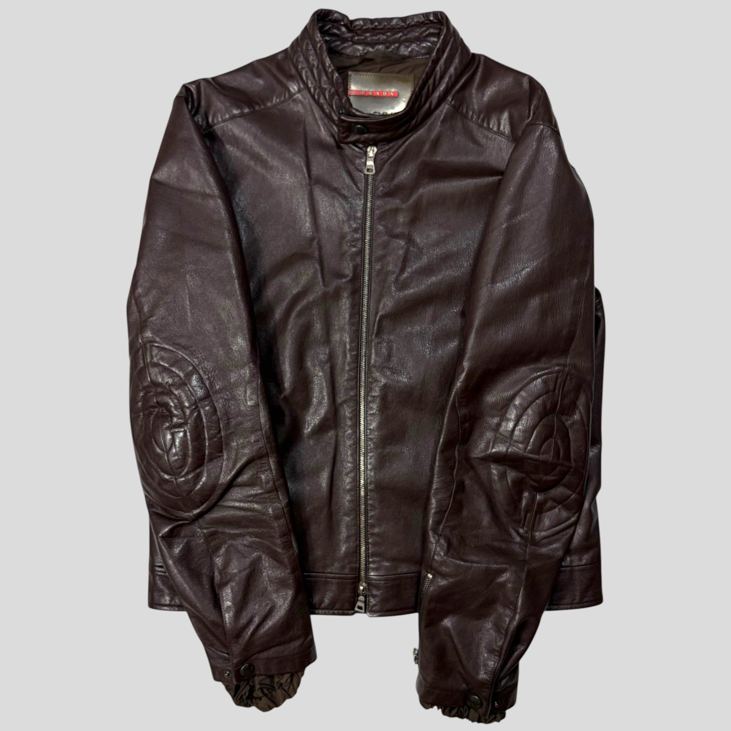 Prada SS00 Leather Articulated Elbow Detailed Moto Jacket - IT54