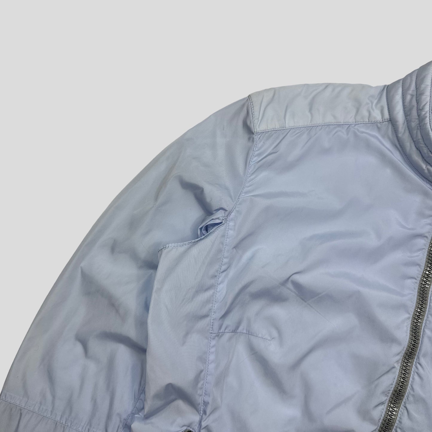 Prada Sport SS00 Ice Blue Nylon Moto Detailed Jacket - IT42