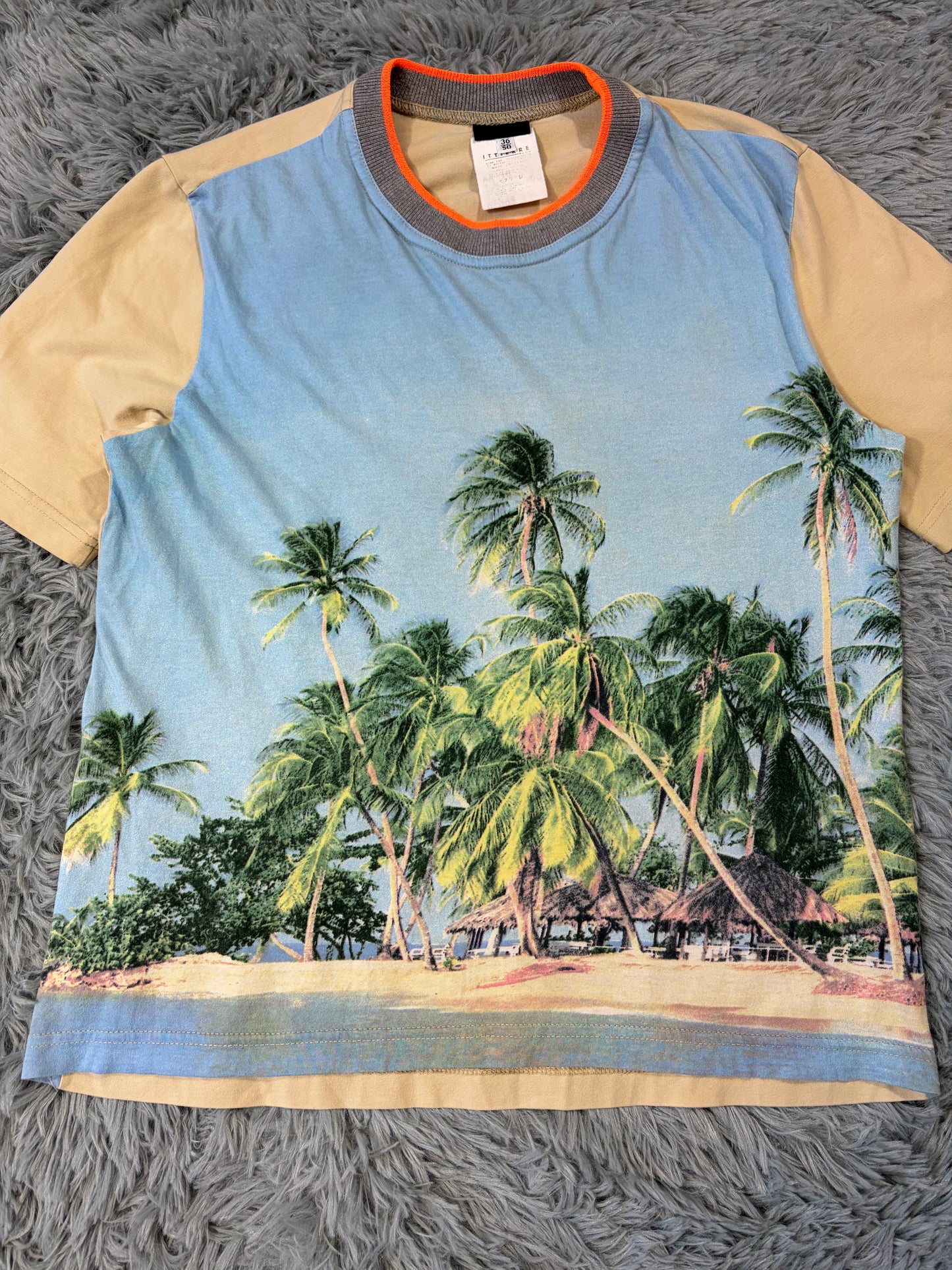 D&G 00’s Palm Tree Beach Graphic Ringer T-shirt - S