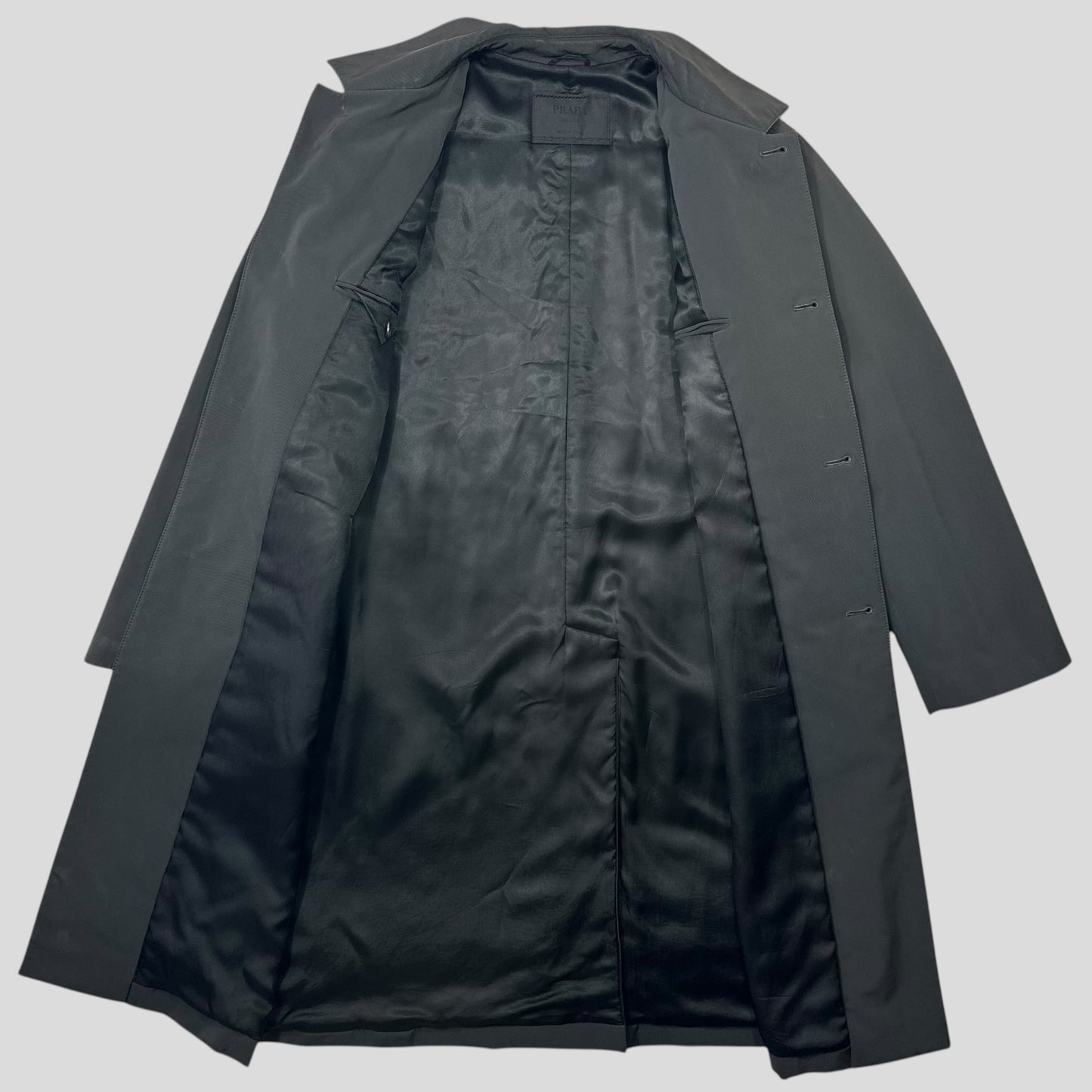 Prada AW00 Soft Touch Technical Polyester Grey Trench Coat - M/L