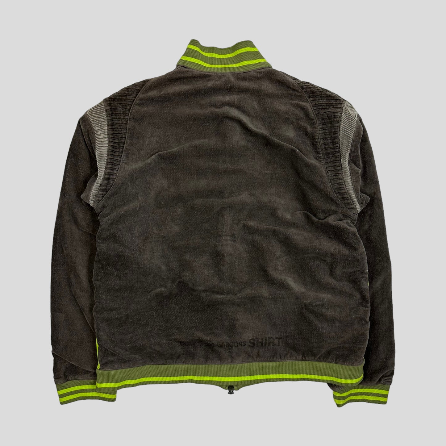 CDG Shirt 00’s Neon Mesh & Corduroy Panelled Logo Jacket - S/M