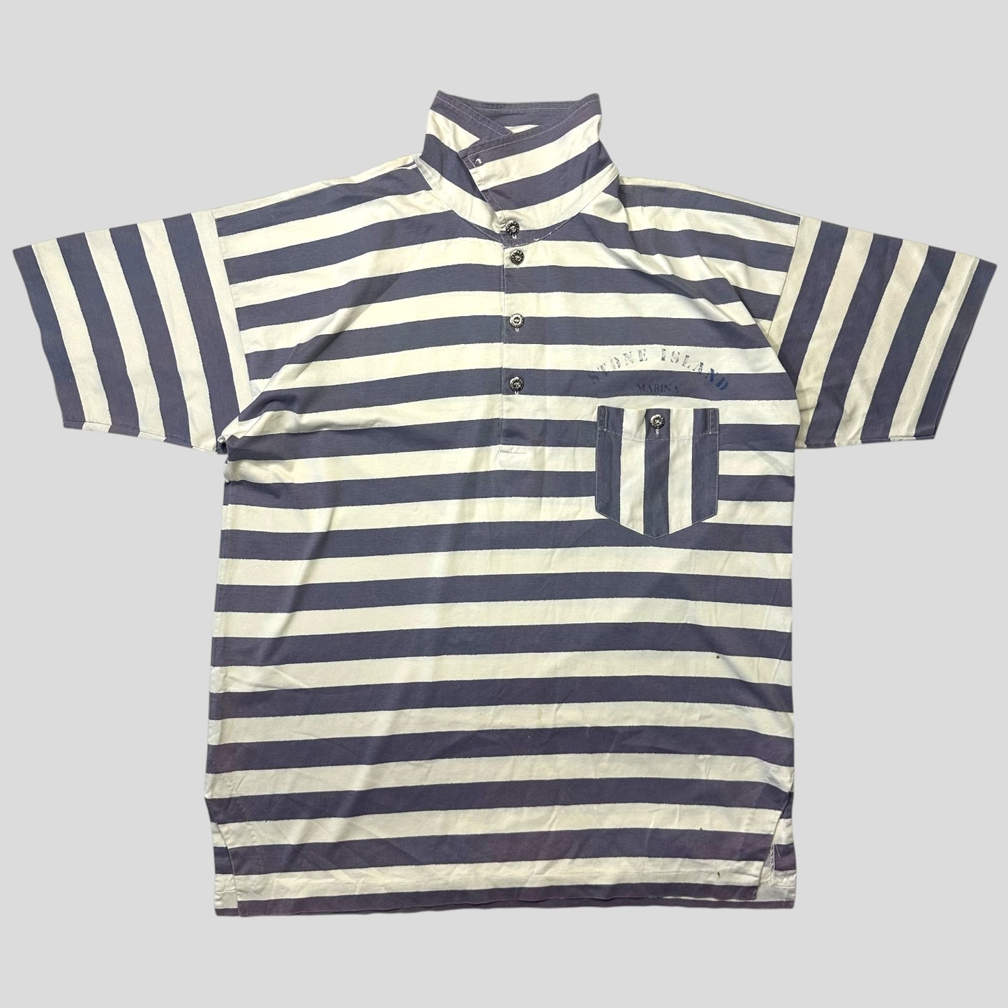 Stone Island 1988 Marina Metal Button Striped Shirt - L