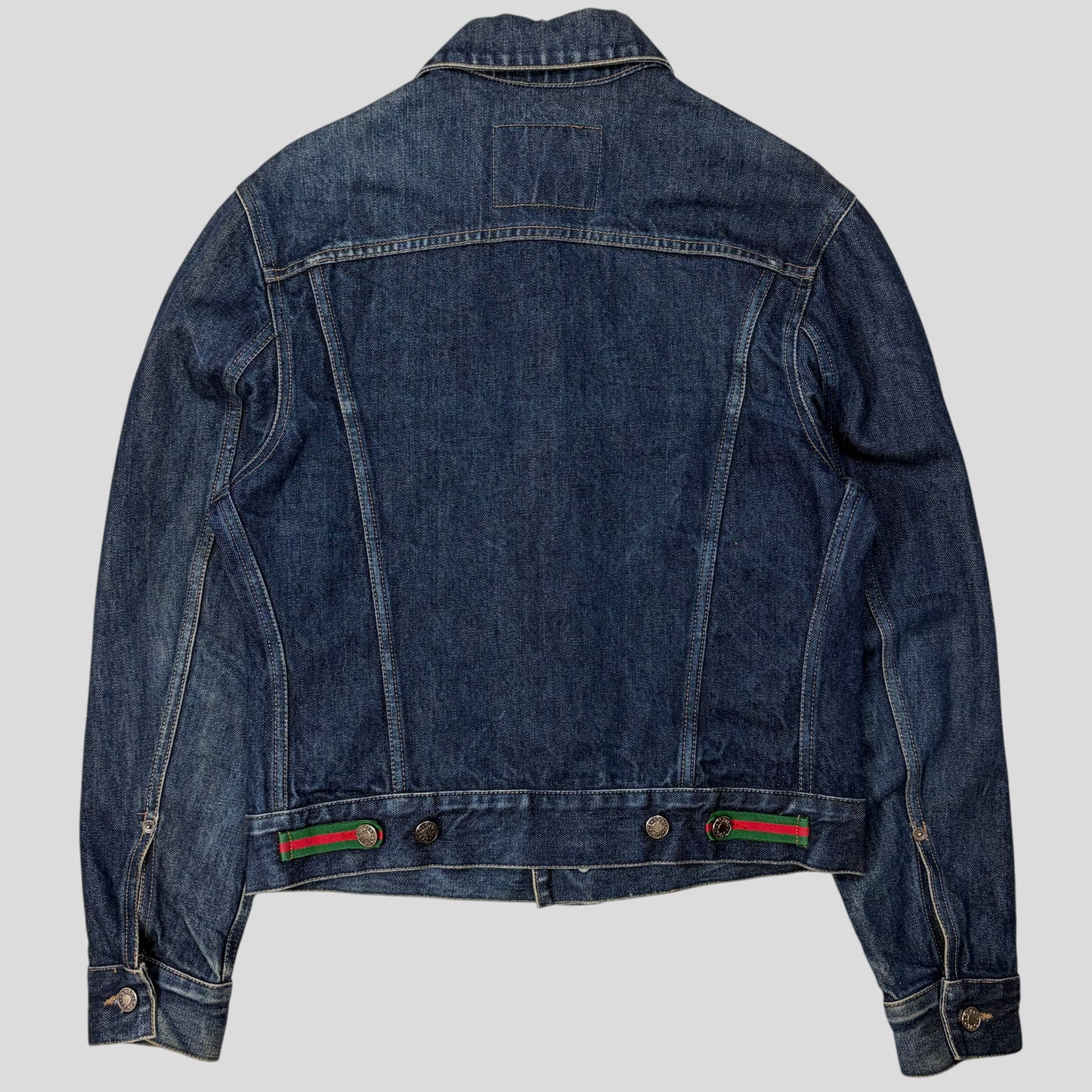 Gucci by Tom Ford 00’s Web Stripe Boxy Denim Mens Jacket - IT46