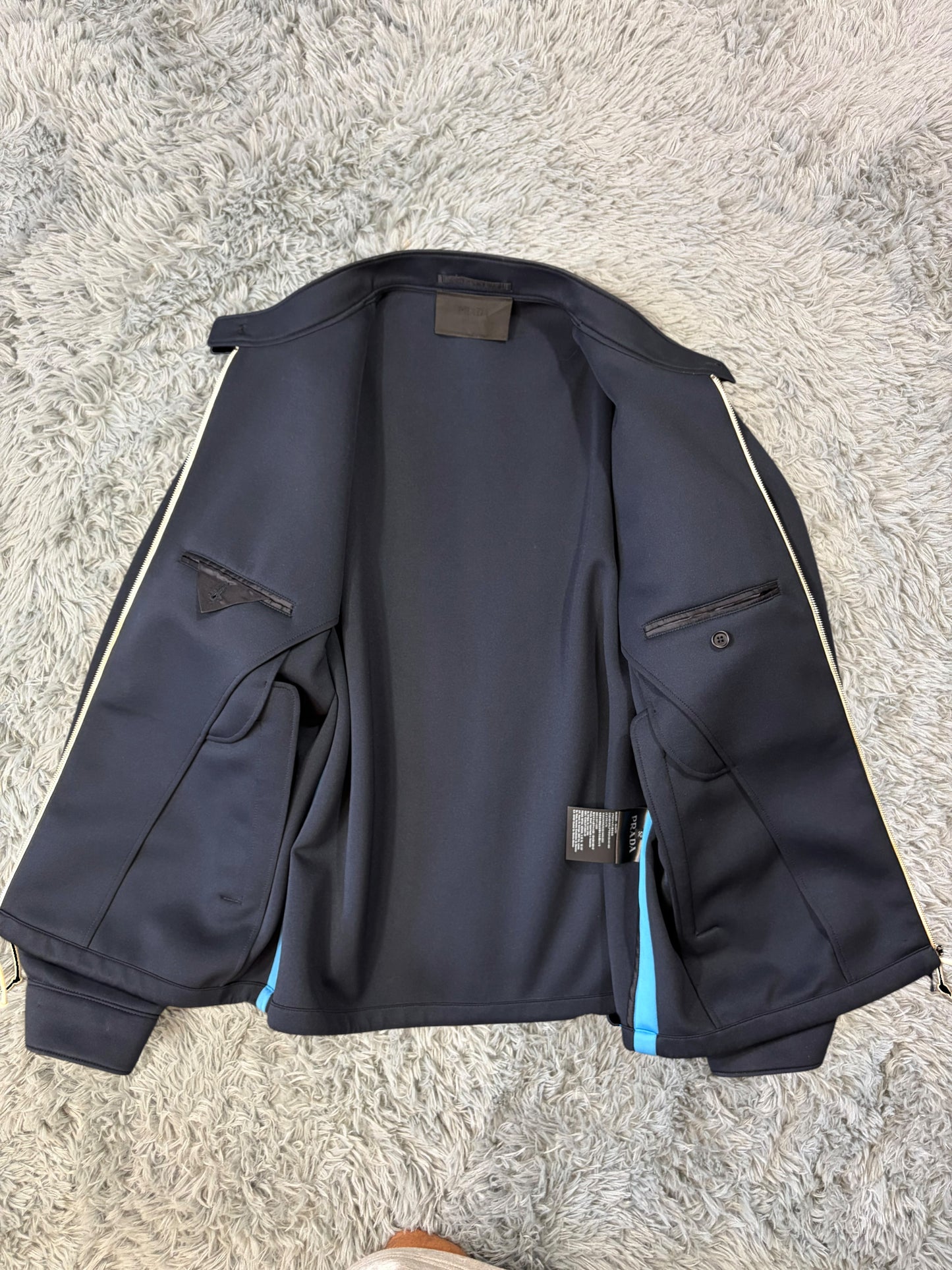 Prada 2018 Race Rubber Logo Contrast Stripe Blouson Jacket - IT52
