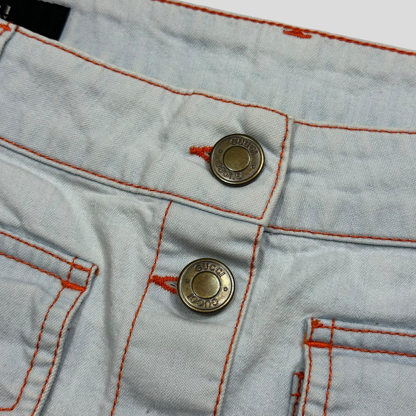 Gucci 2009 Denim Contrast Stitch Cargo Pocket Wraparound Miniskirt - IT38