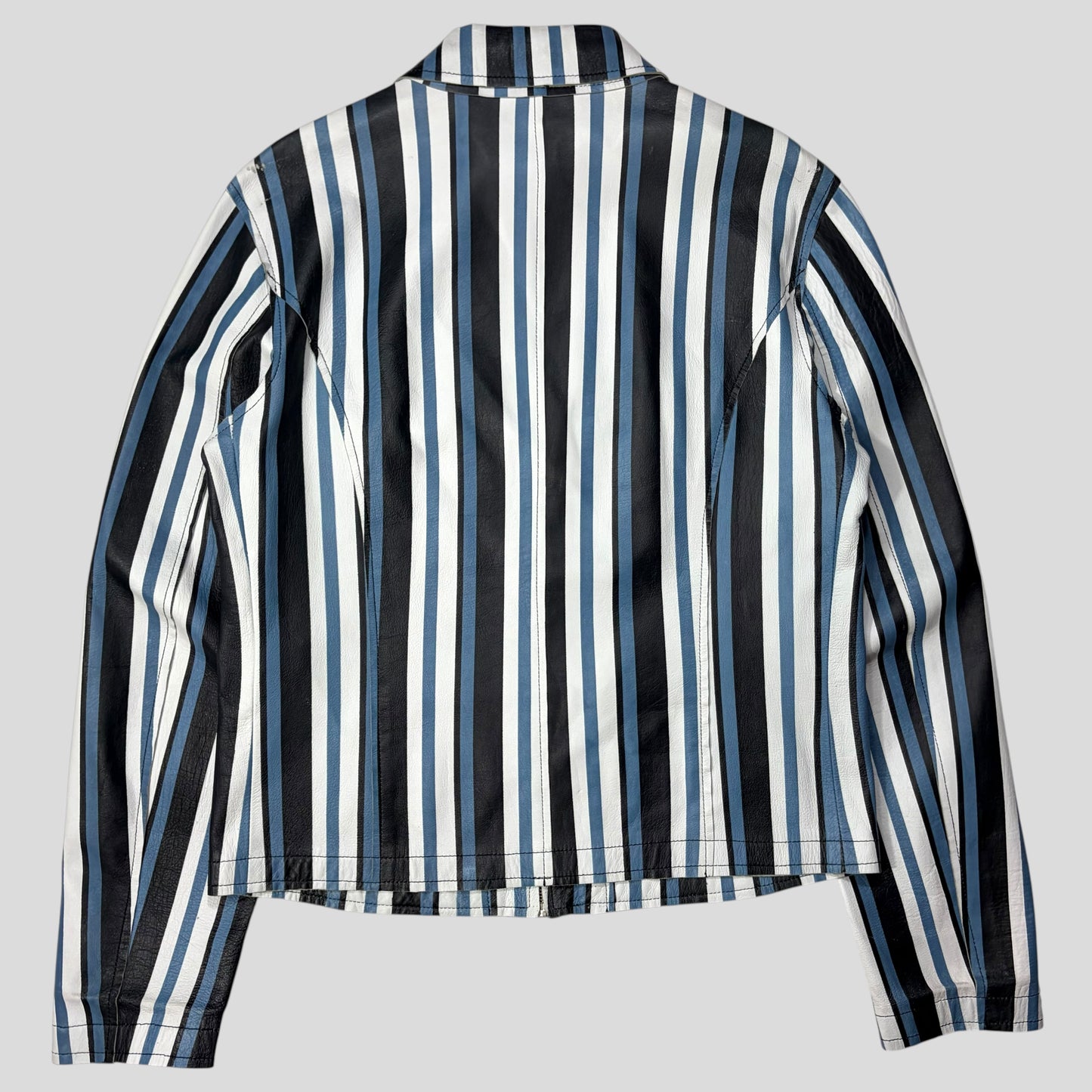 Dolce & Gabbana 00’s Leather Striped Blouson Work Jacket - M