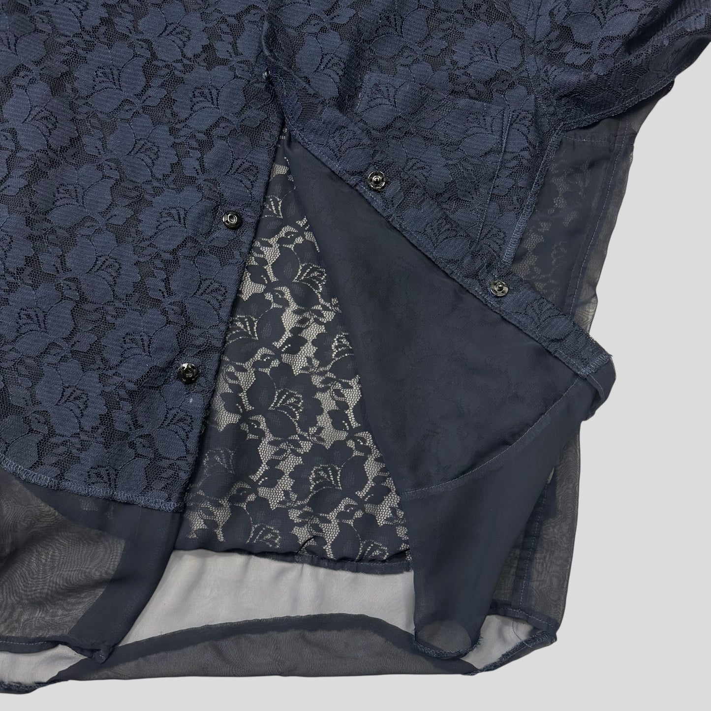 Comme Des Garçons 00’s Sheer Mesh Floral Lace Shirt - S/M