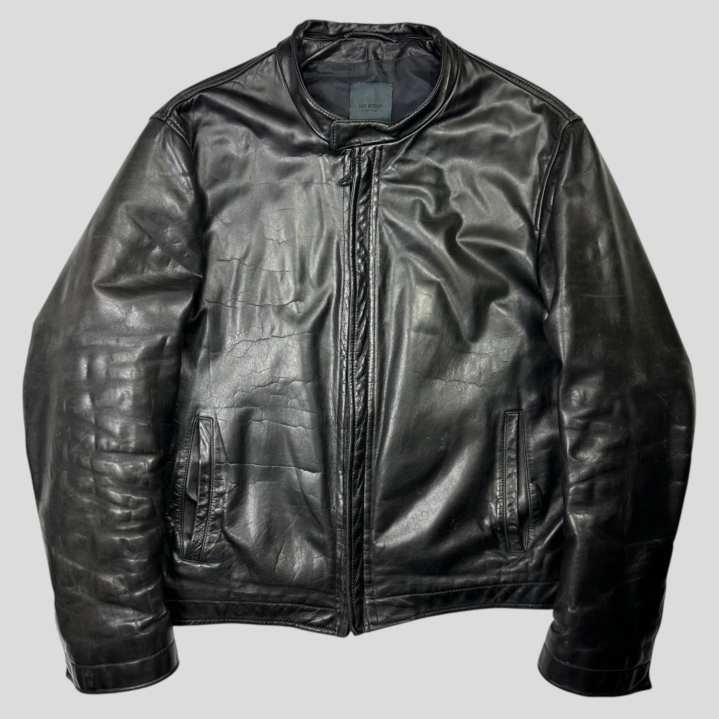 Neil Barrett 00’s Textured Padded Leather Moto Jacket - L