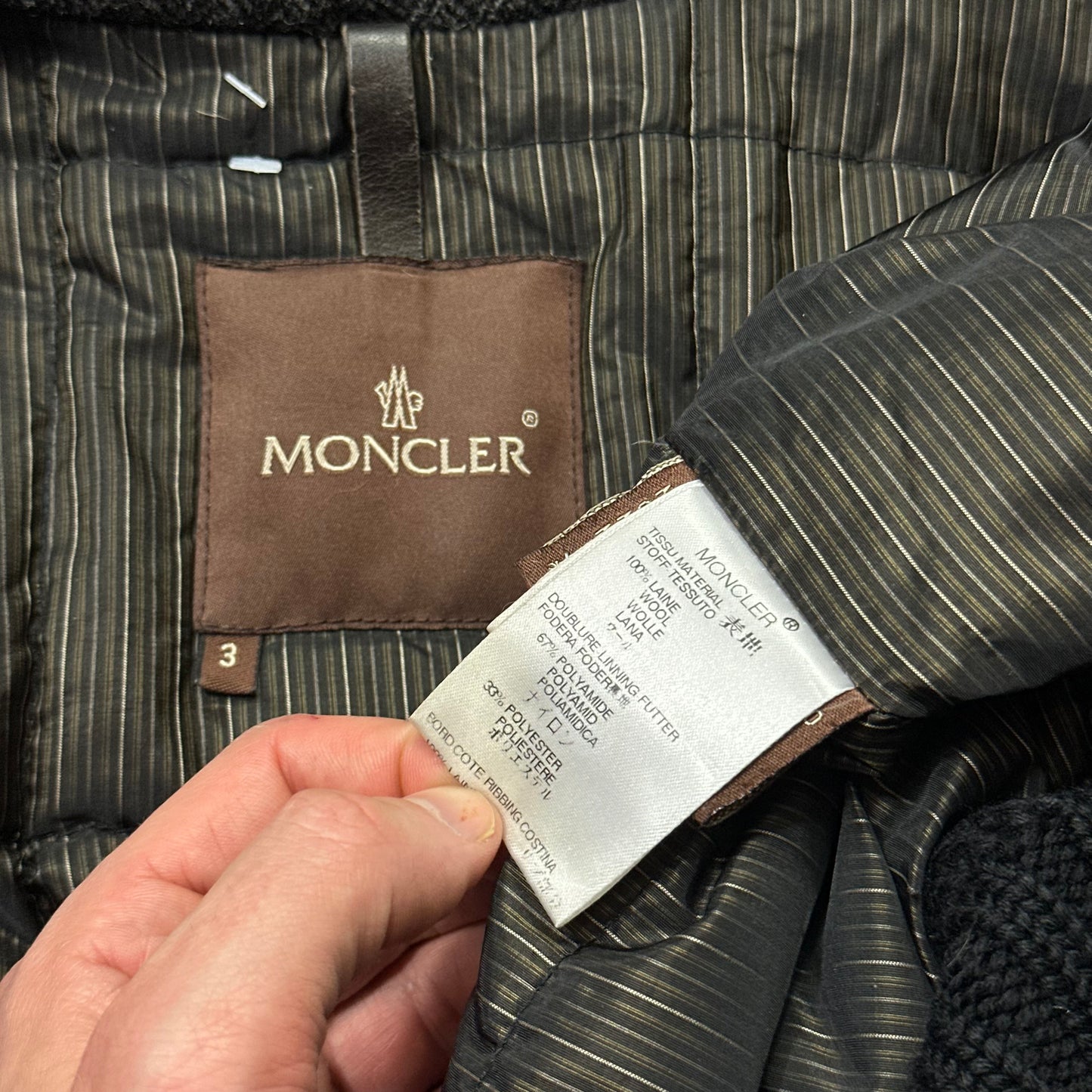 Moncler 00’s Herringbone Wool Down Detachable Fur Jacket - 3 (L)