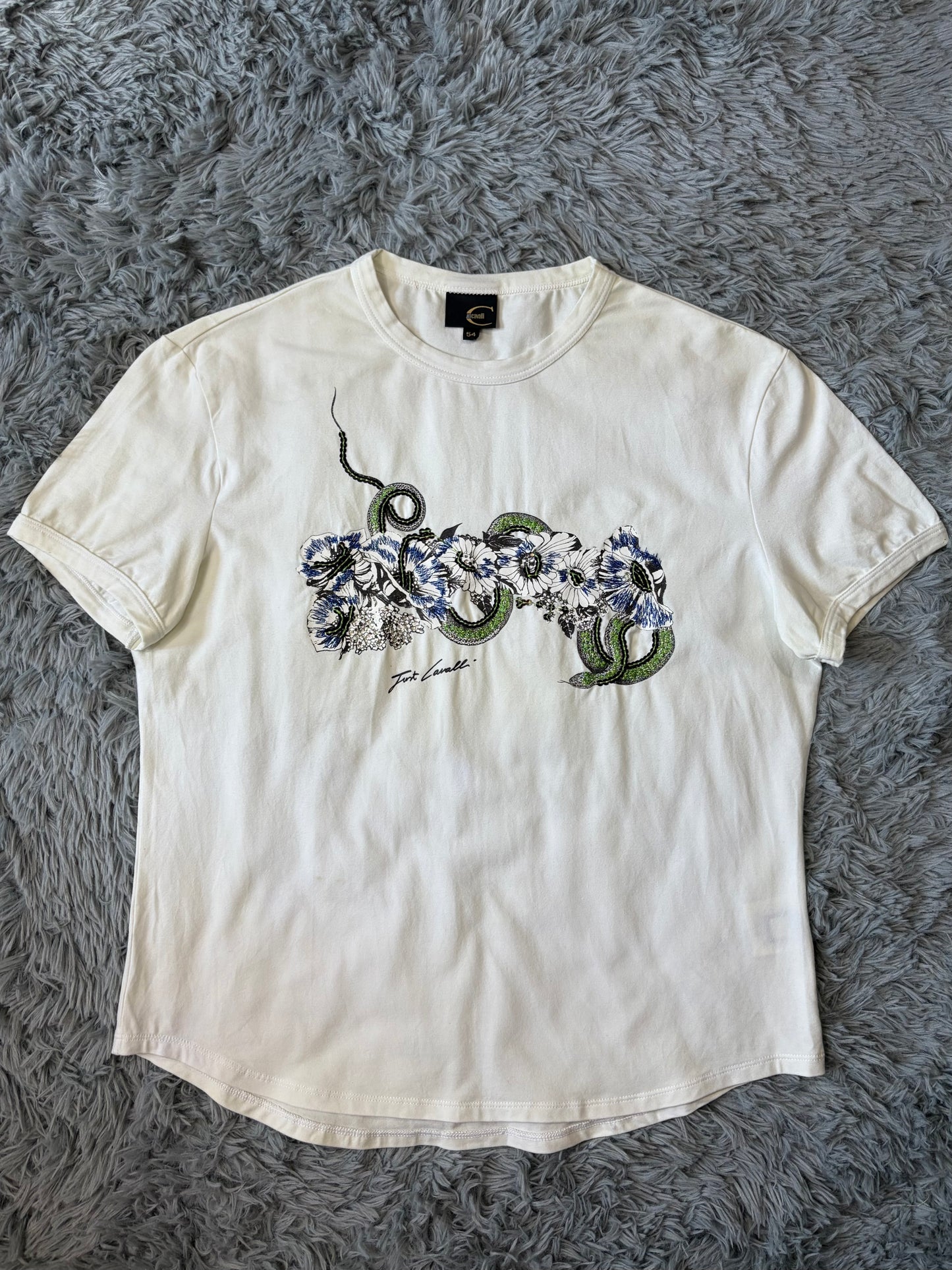 Just Cavalli 00’s Sequin Serpent Embroidered T-shirt - M