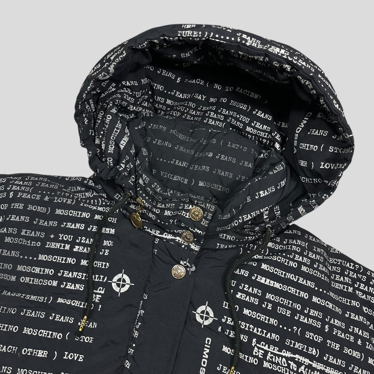 Moschino Jeans 90’s Typewriter Goose Down Puffer Jacket - XL