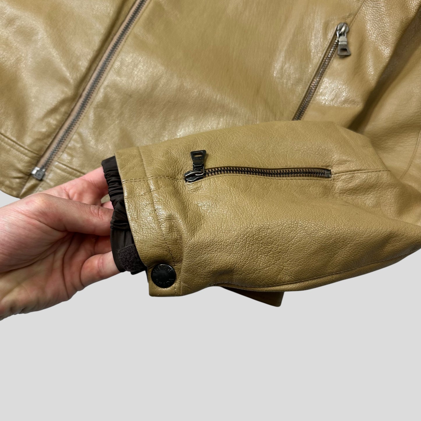 Prada SS00 Leather Articulated Elbow Detailed Moto Jacket - IT50