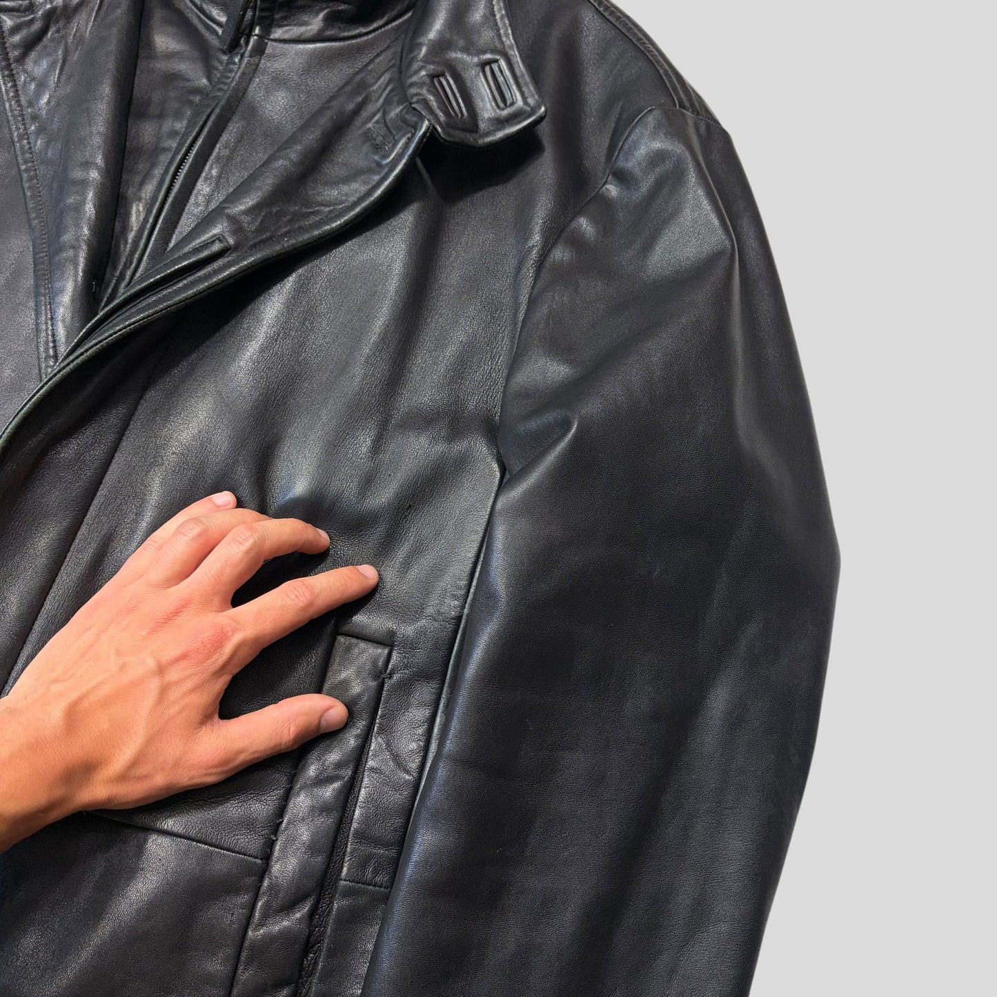 Hugo Boss 90’s Modular 2 in 1 Lambskin Leather Trench Coat - XL