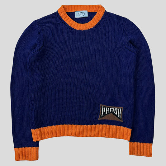 Prada Milano 2018 Intarsia Cashmere Chunky Race Logo Knit - IT42 (S)