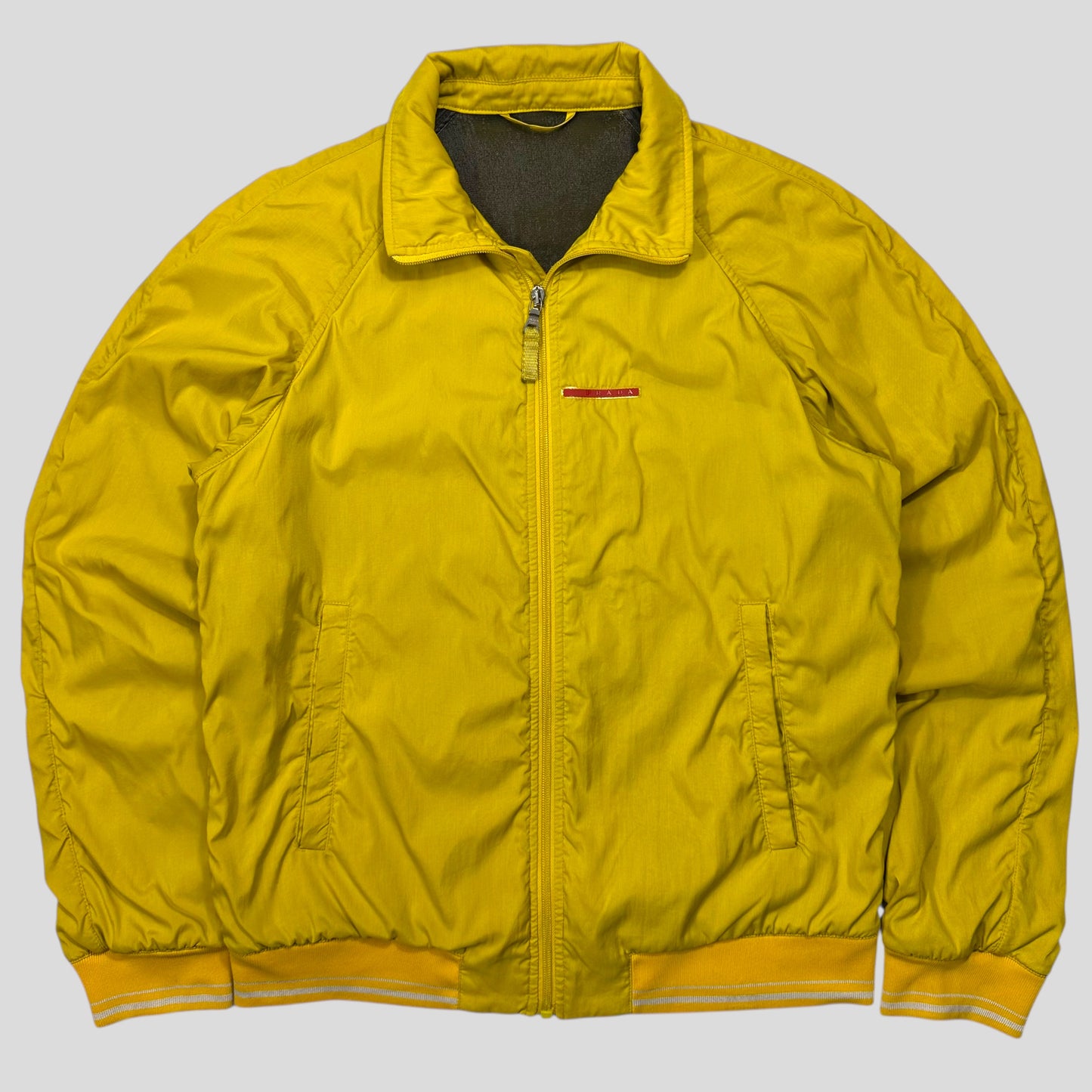 Prada Sport 2011 Acid Yellow Red Tab Nylon Striped Track Jacket - IT48 (M)