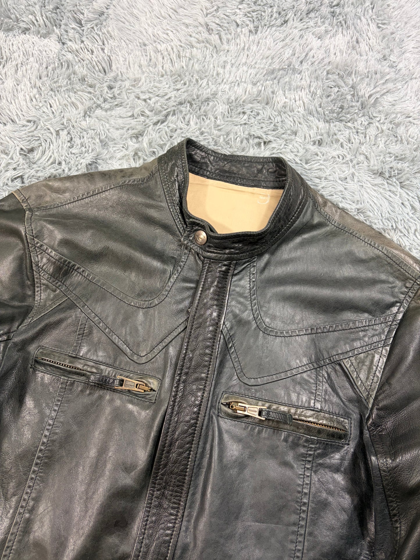 Just Cavalli SS07 Leather Weathered Bondage Jacket - L